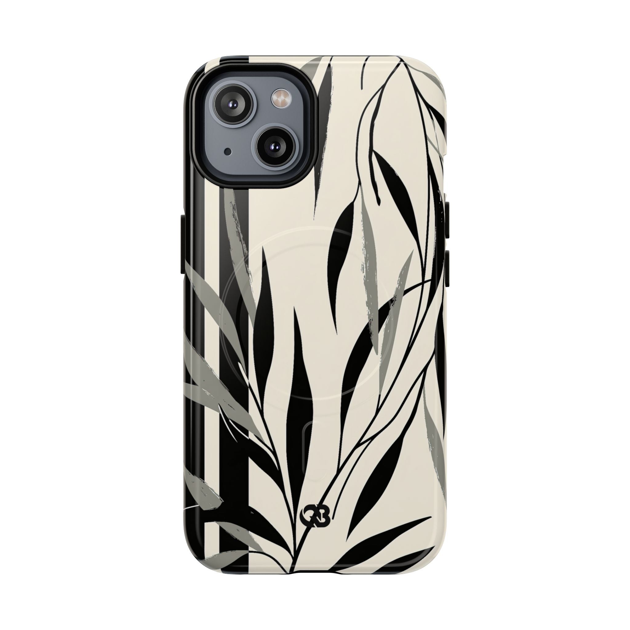 Beige Tough 2.0 Magsafe Phone Case for iPhone - Soot Leaf Sketch