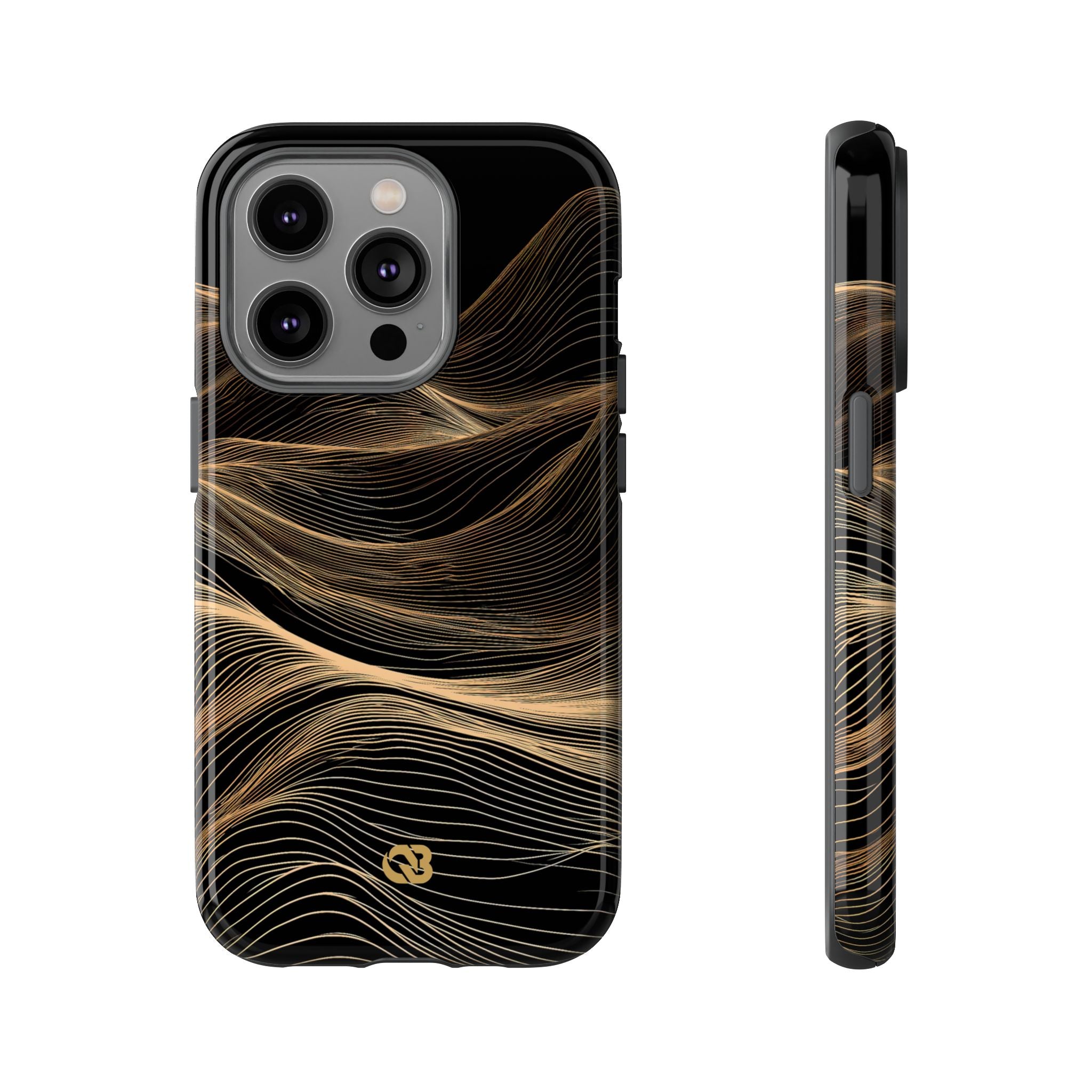 Black Tough Phone Case for iPhone - Copper Topo Ridge