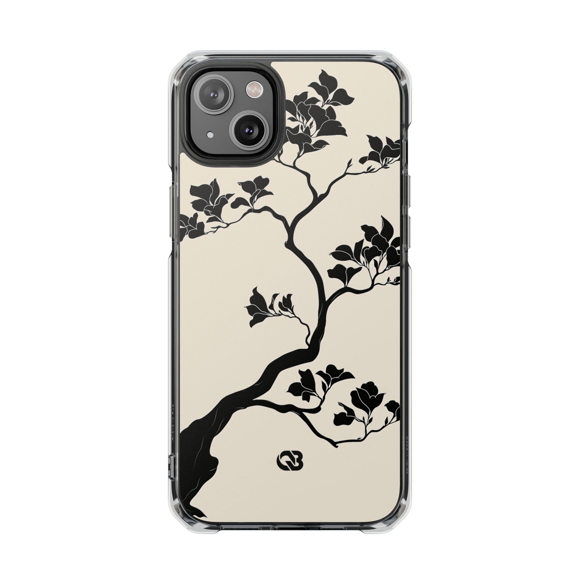 Beige Impact MagSafe Phone Case for iPhone - Obsidian Bonsai Silhouette