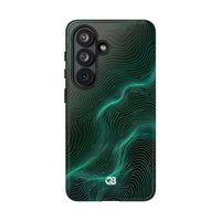 Teal Tough Phone Case for Samsung - Neon Jade Contour