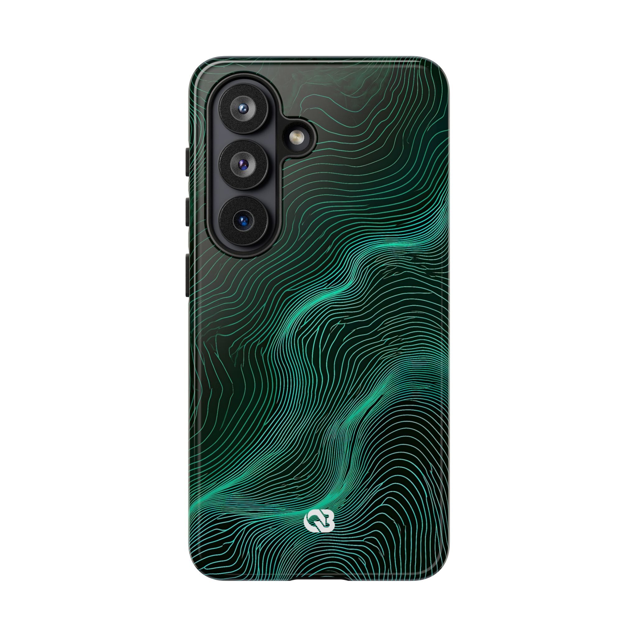 Teal Tough Phone Case for Samsung - Neon Jade Contour