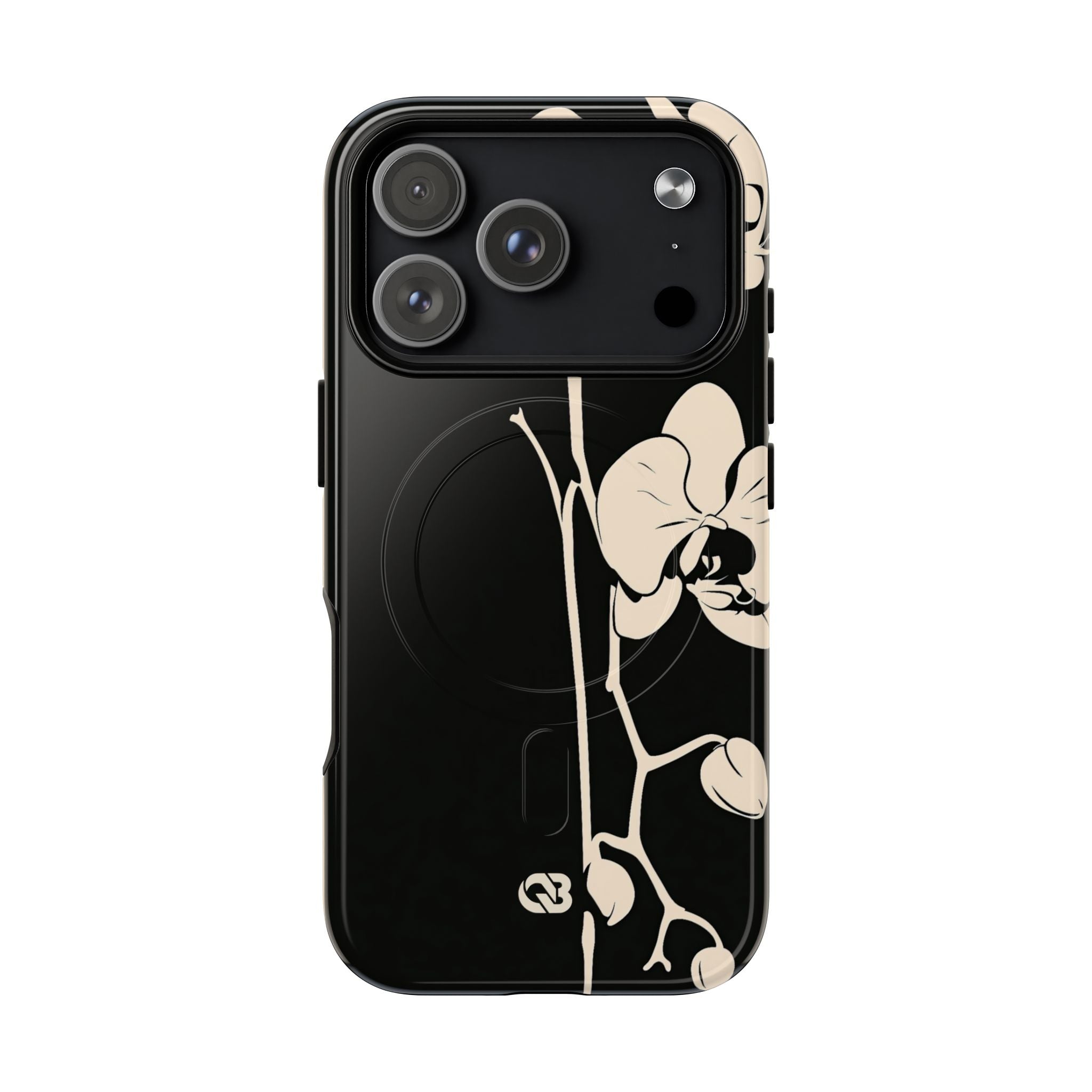 Black Tough 2.0 Magsafe Phone Case for iPhone - Obsidian Bone Orchid