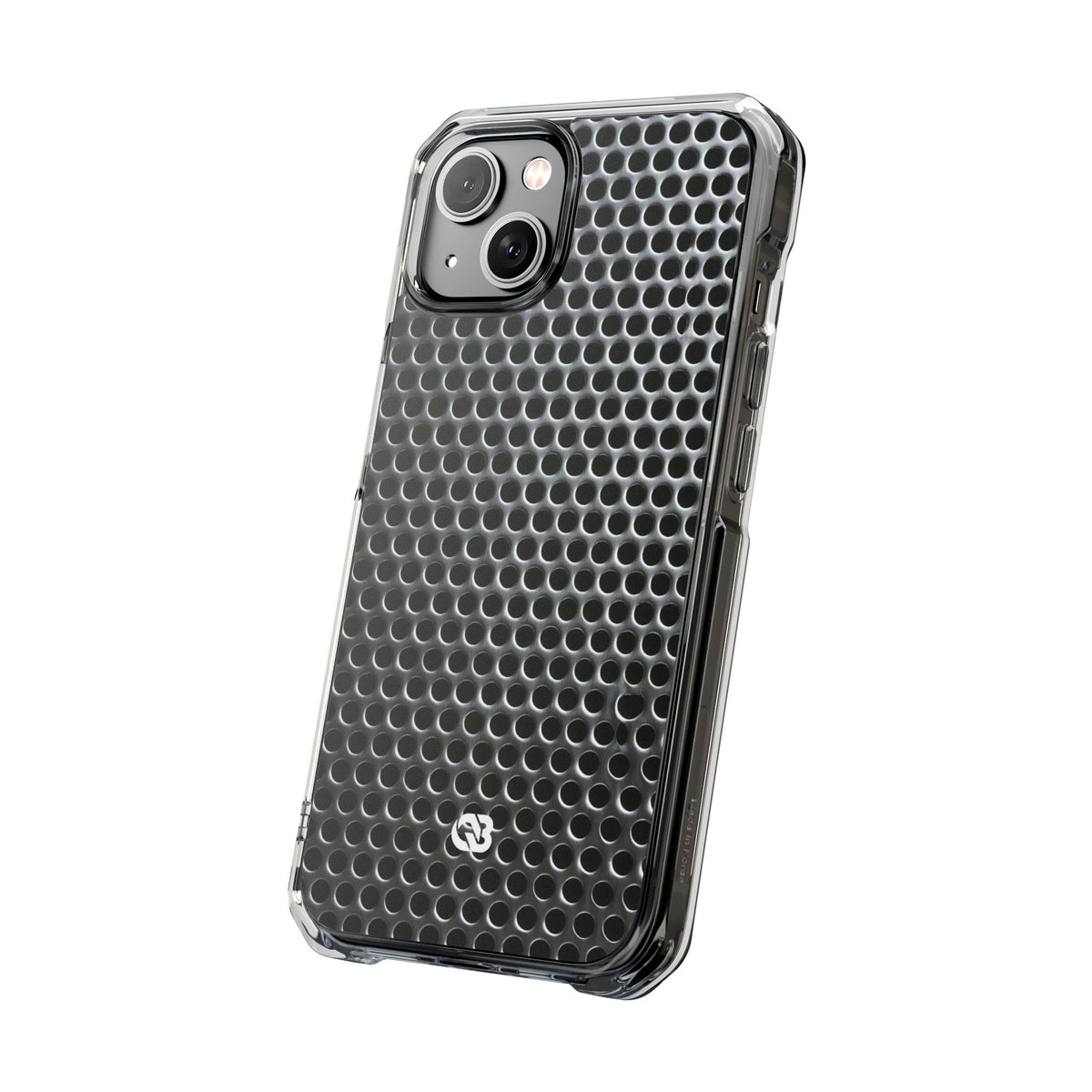 Brushed Perforated Steel · Clear Impact Magnetic Phone Case for iPhone · Silver