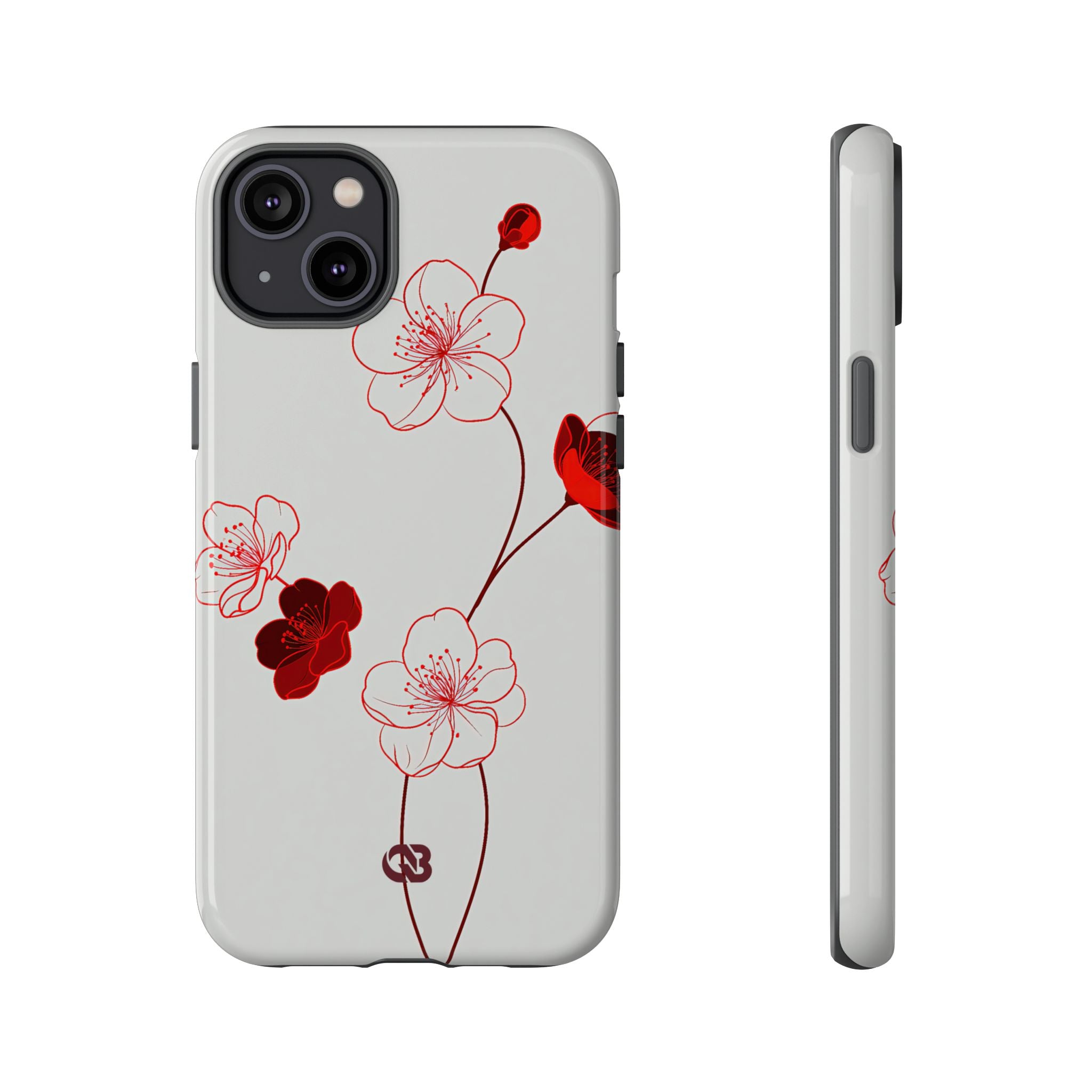 Red Tough Phone Case for iPhone - Kyoto Ember Bloom
