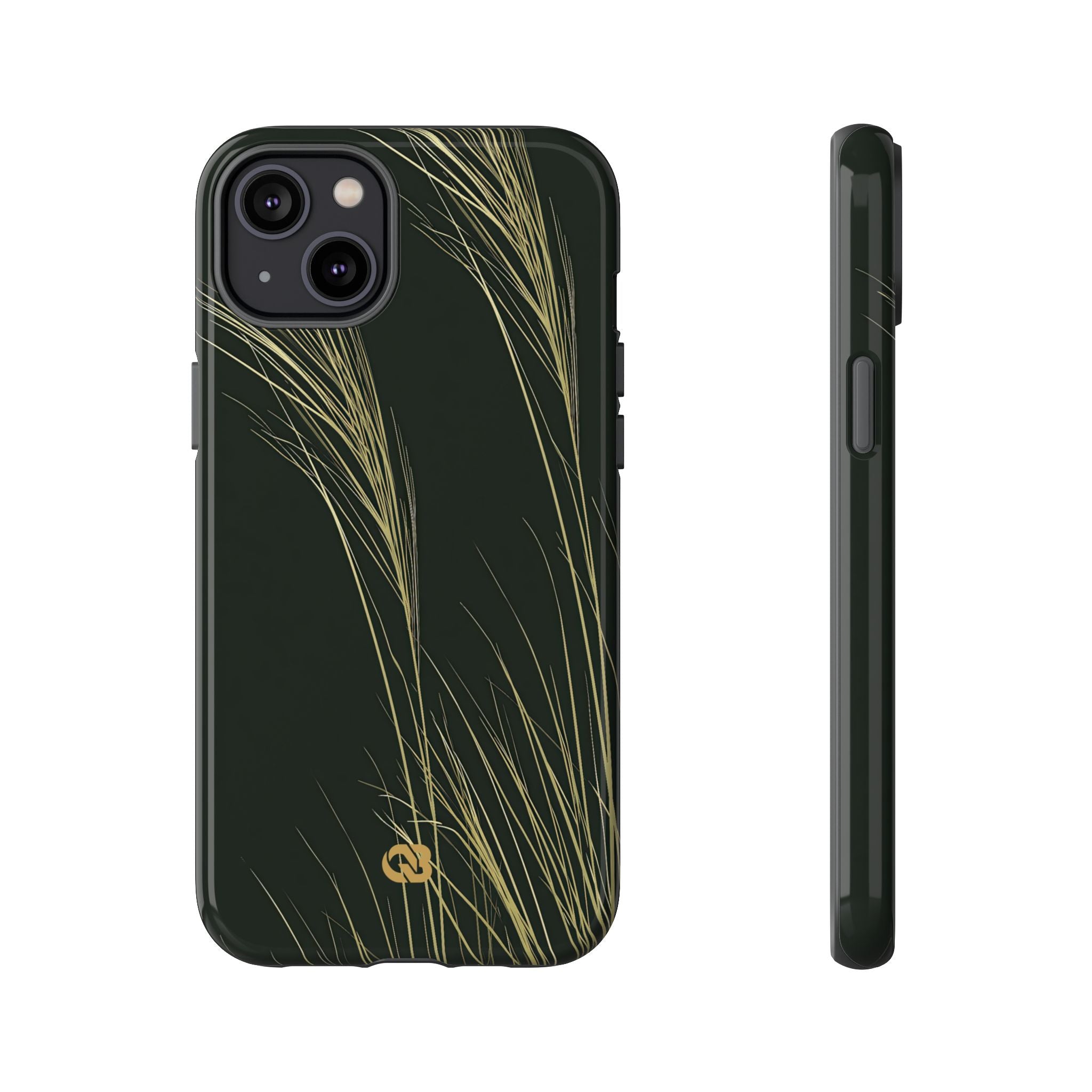 Green Tough Phone Case for iPhone - Midnight Gilded Grass