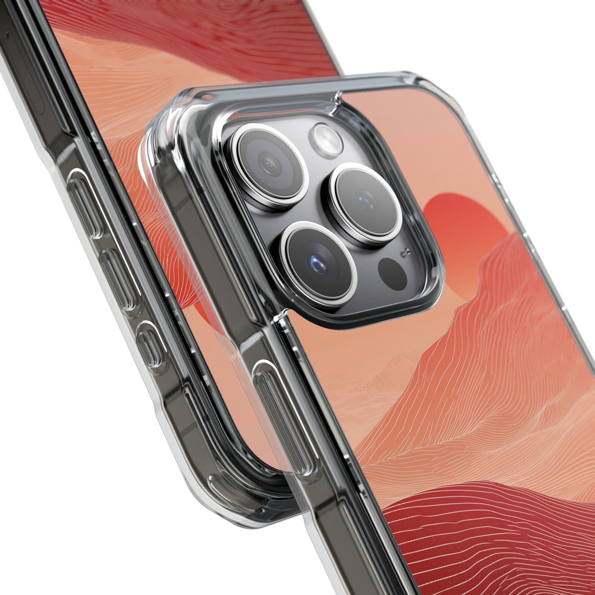 Red Impact MagSafe Phone Case for iPhone - Crimson Ridge Lines