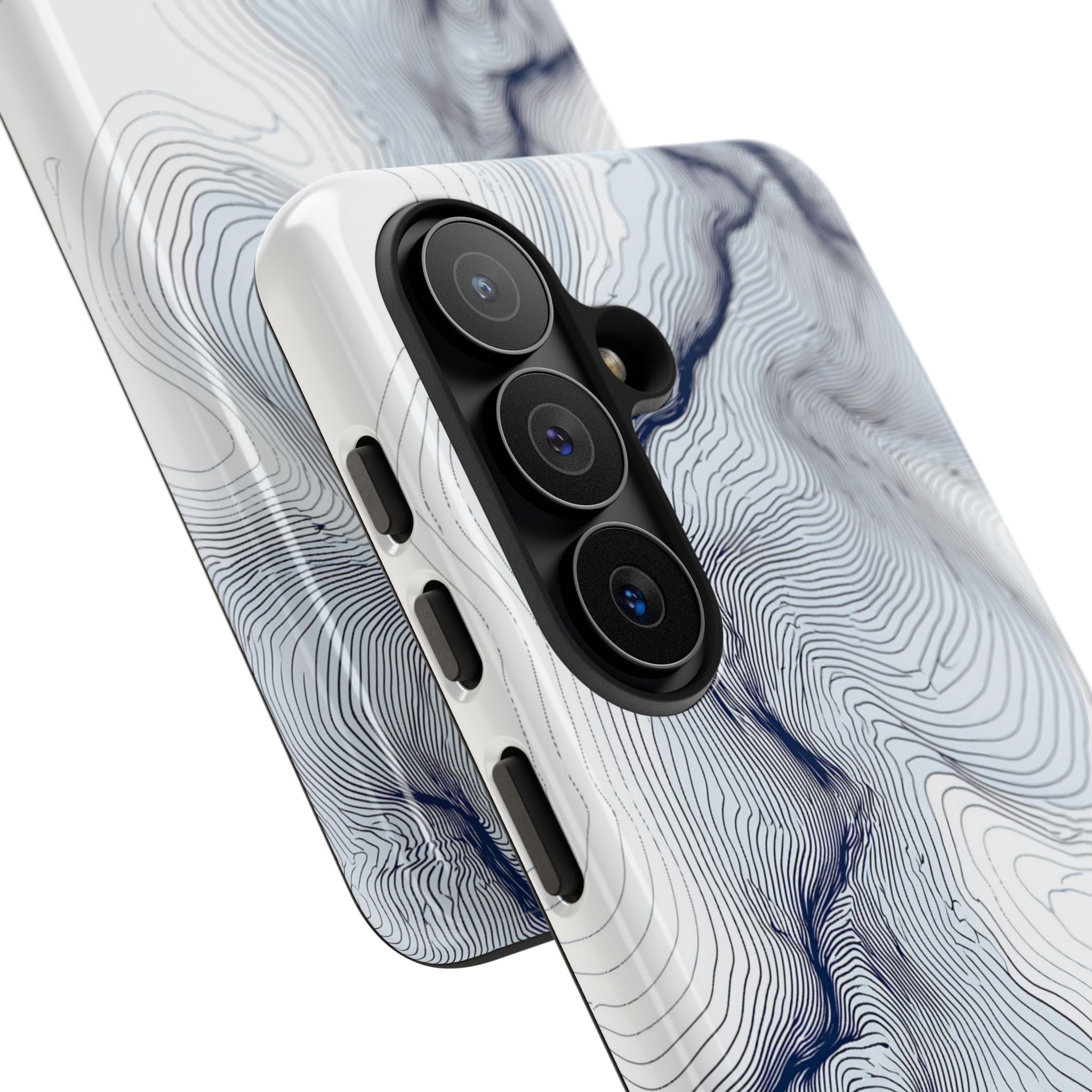 White Tough Phone Case for Samsung - Nordic Ridge Topo