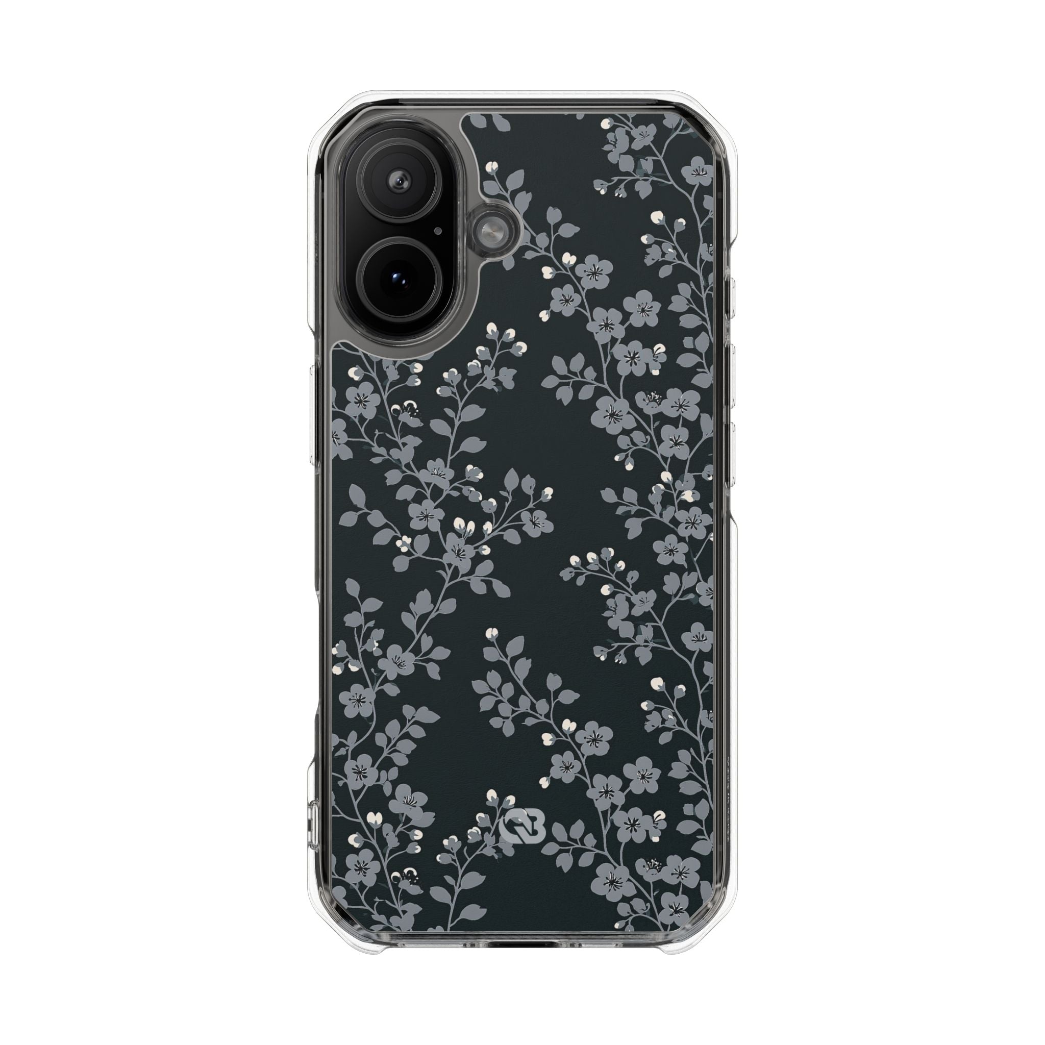 Black Impact MagSafe Phone Case for iPhone - Midnight Slate Blossom