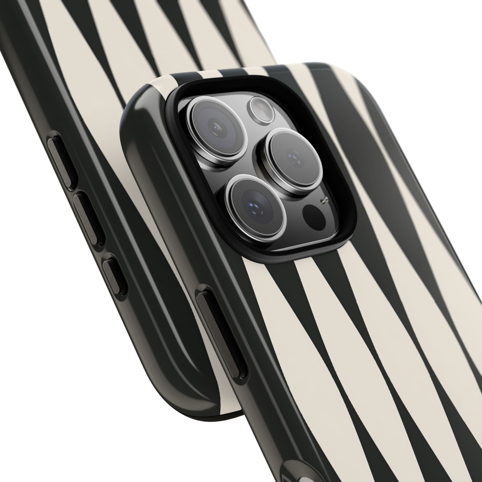 Black Tough Phone Case for iPhone - Ivory Spindle Grid