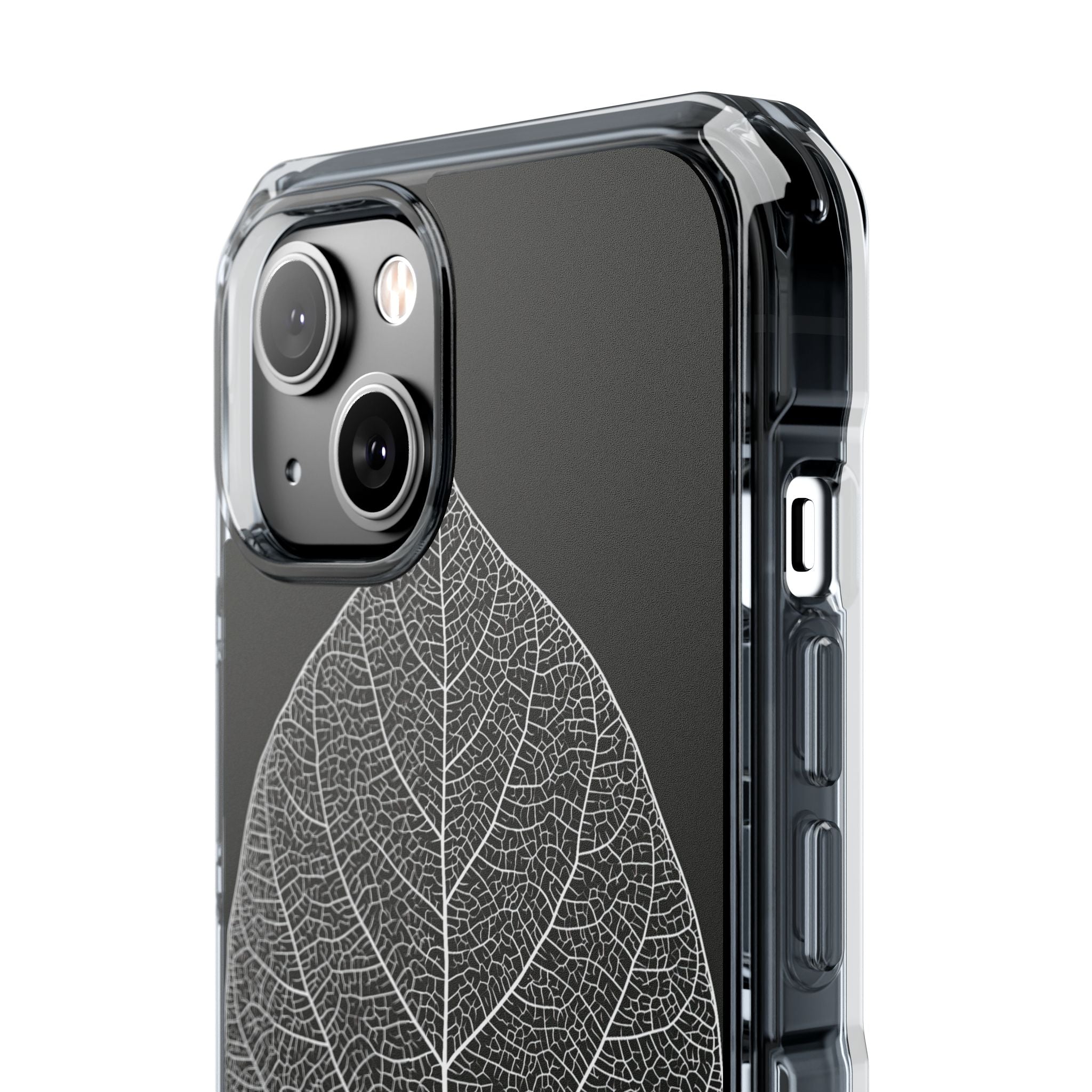 Black Impact MagSafe Phone Case for iPhone - Bleached Leaf Lattice