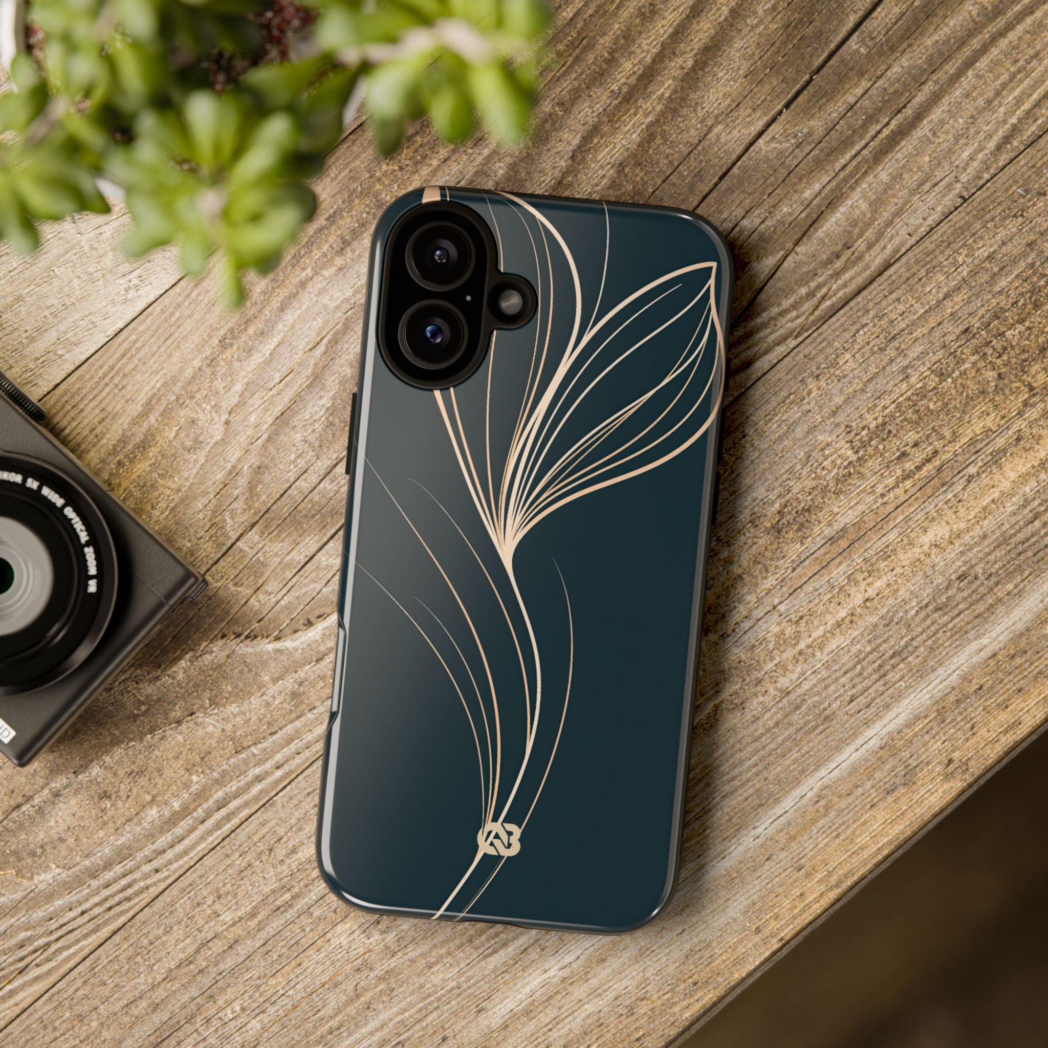 Teal Tough Phone Case for iPhone - Sandstone Silk Flora