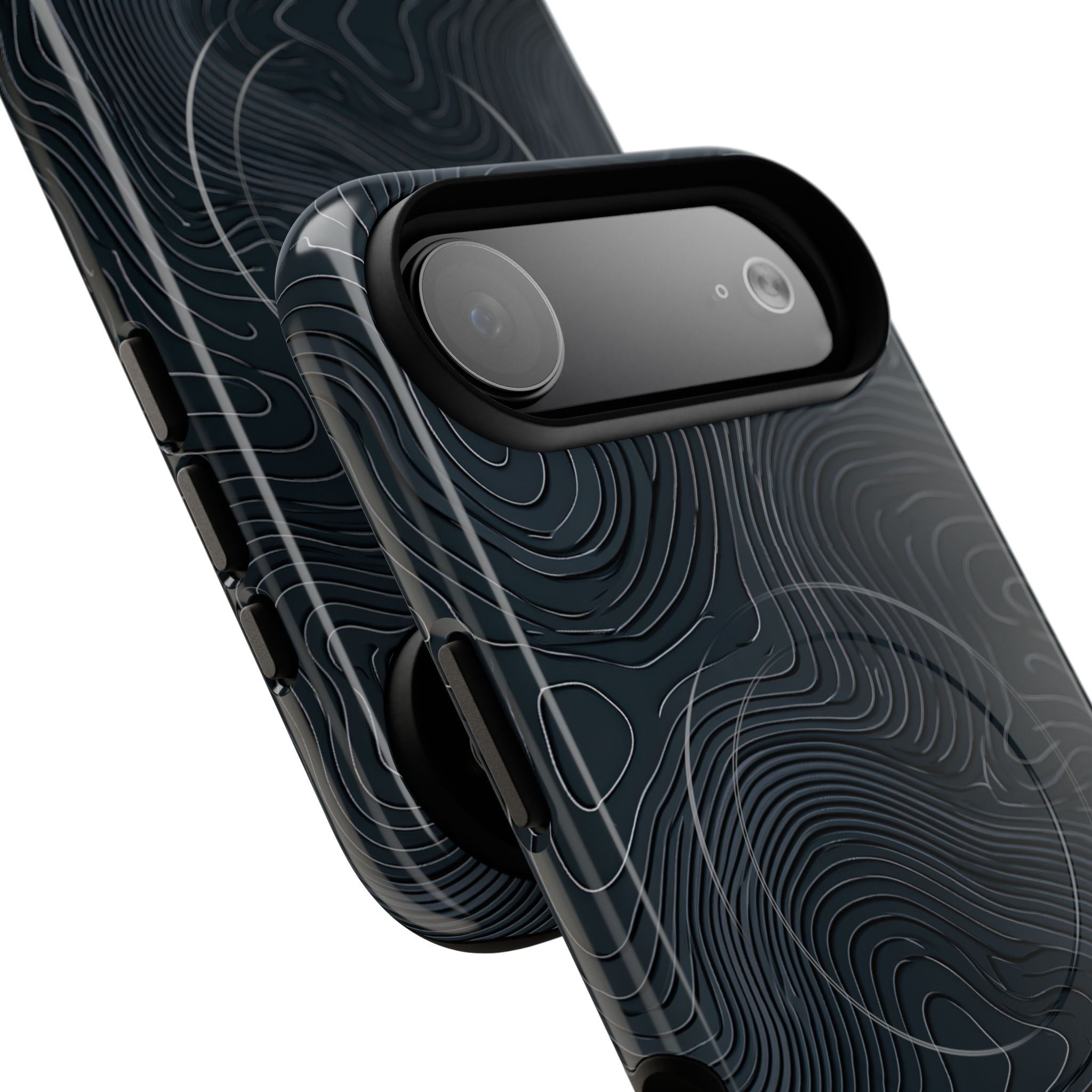 Black Tough 2.0 Magsafe Phone Case for iPhone - Obsidian Ridge Topo