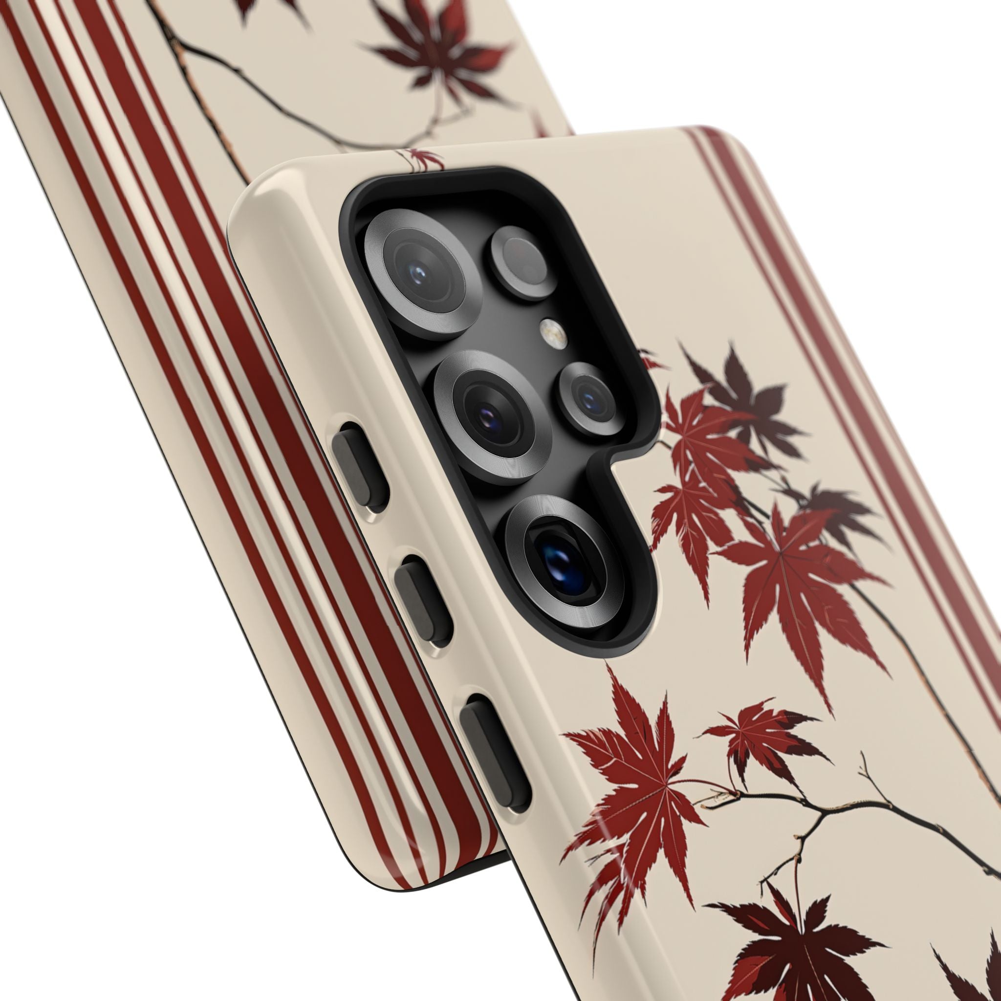Red Tough Phone Case for Samsung - Crimson Momiji Stripe