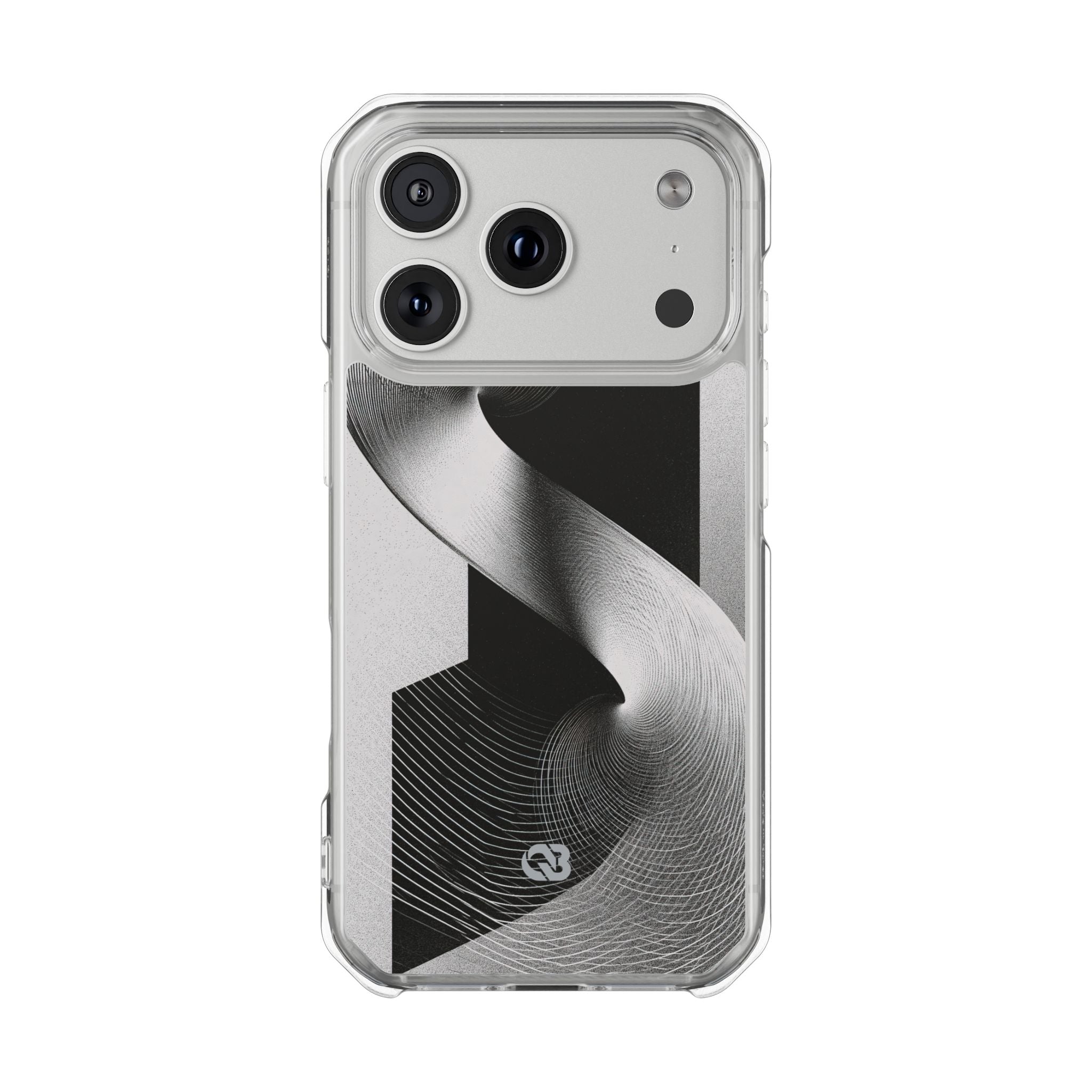 Grey Impact MagSafe Phone Case for iPhone - Obsidian Moiré Wave