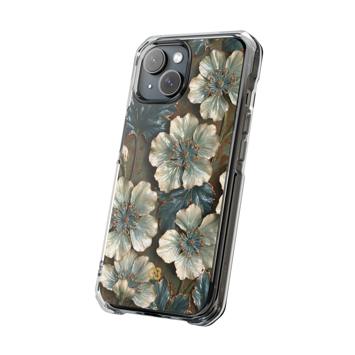 Gilded Blossom Reverie · Clear Impact Magnetic Phone Case for iPhone · Teal