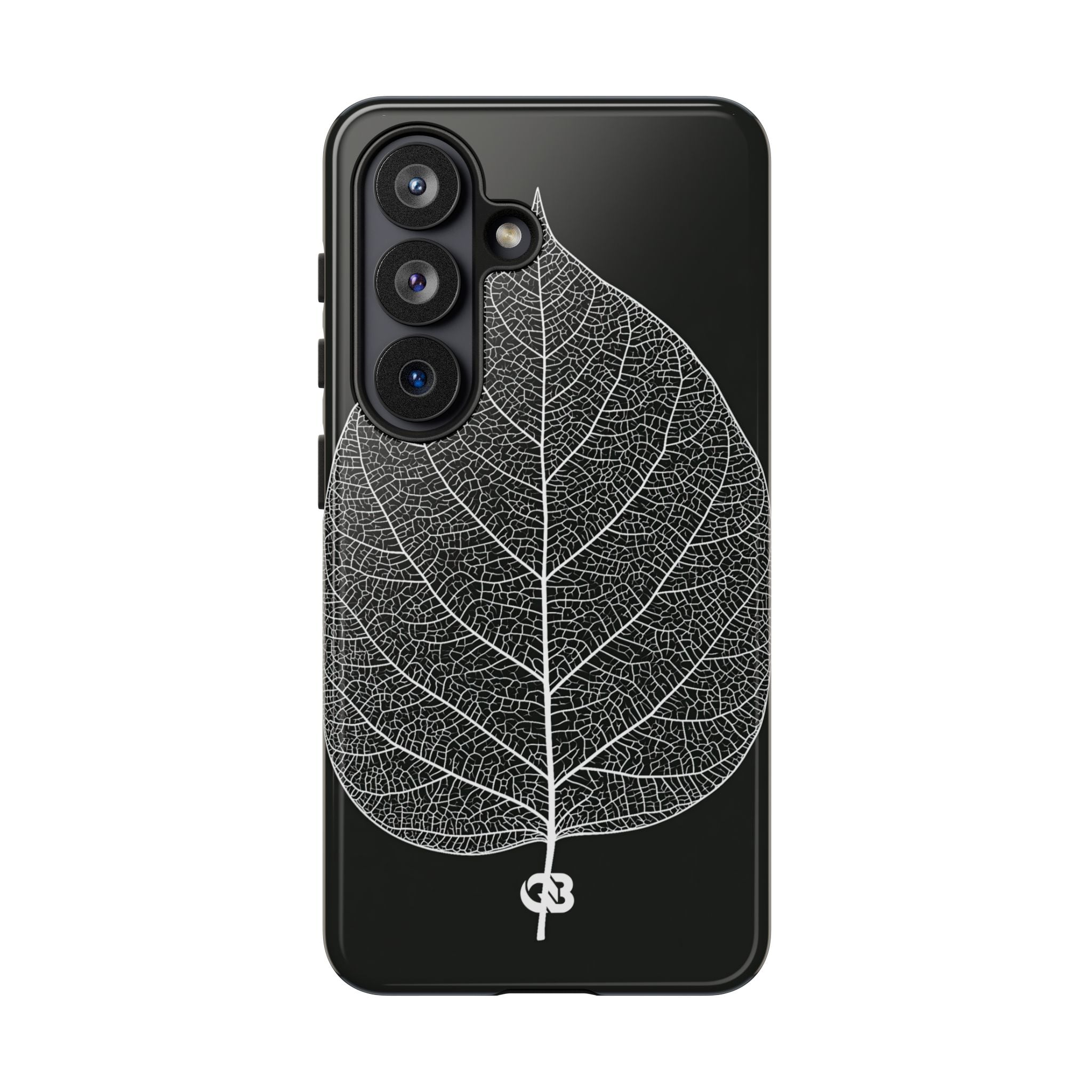 Black Tough Phone Case for Samsung - Bleached Leaf Lattice