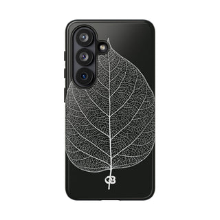 Black Tough Phone Case for Samsung - Bleached Leaf Lattice
