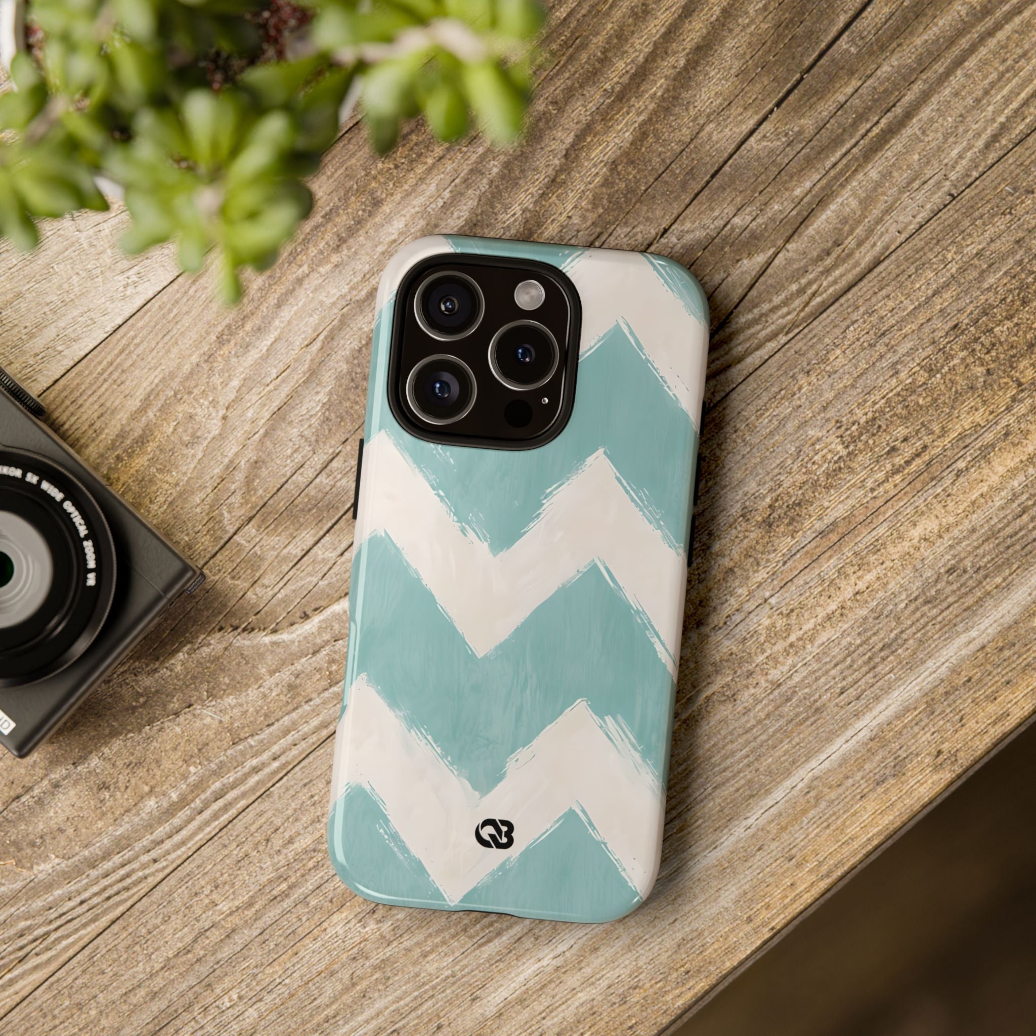 Teal Painted Chevron · Tough Phone Case for iPhone