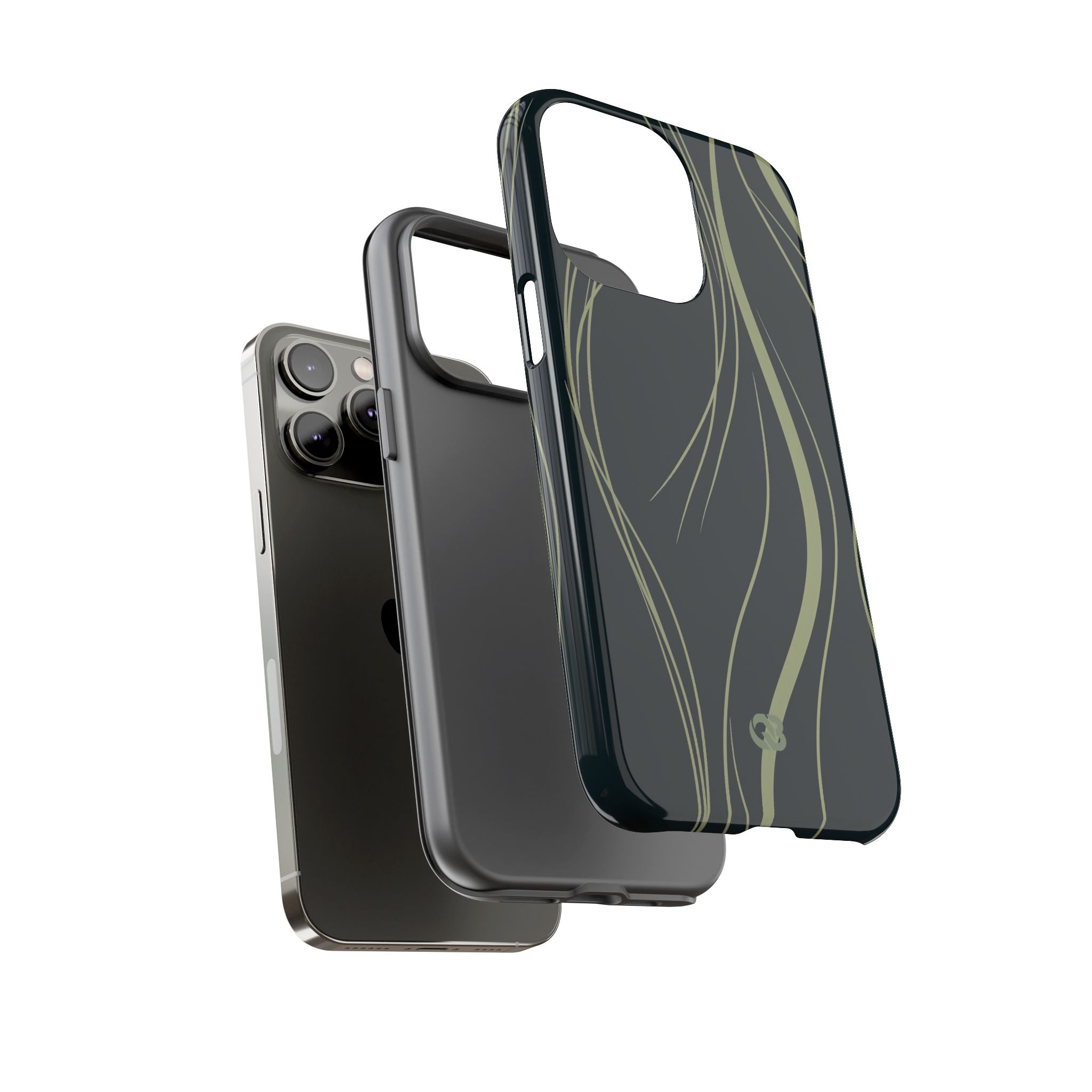 Green Tough Phone Case for iPhone - Obsidian Sage Flow