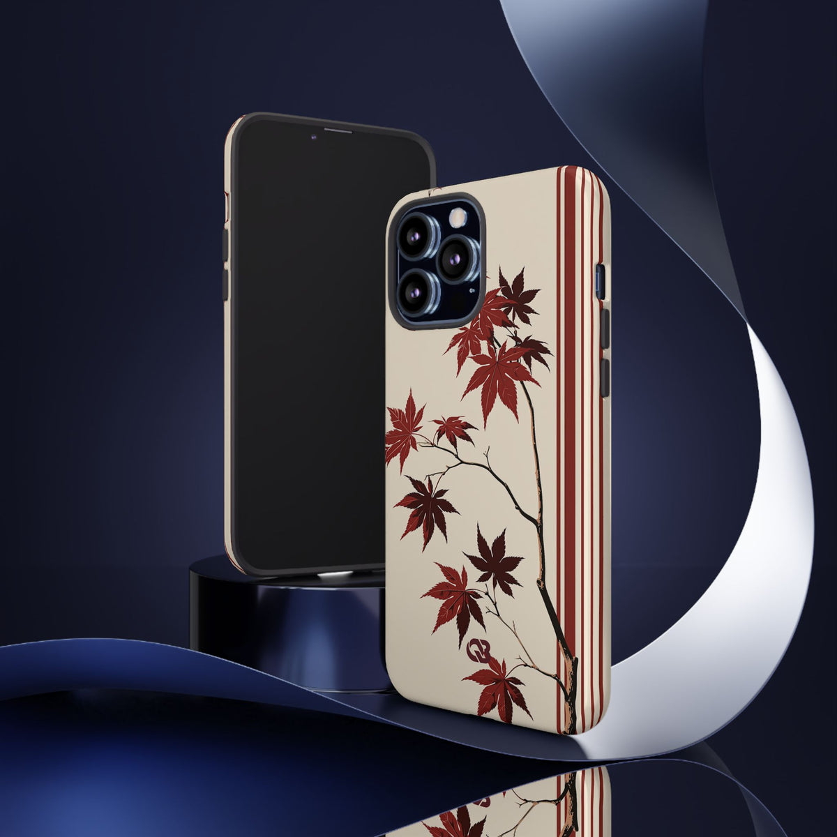 Crimson Maple Branch · Tough Phone Case for iPhone · Beige