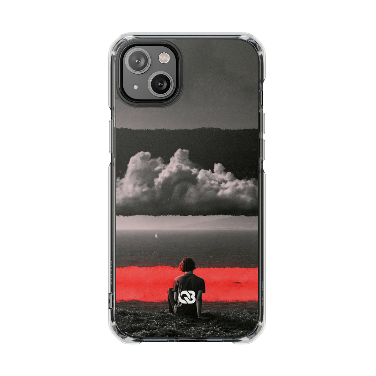 Crimson Horizon · Clear Impact Magnetic Phone Case for iPhone · Black