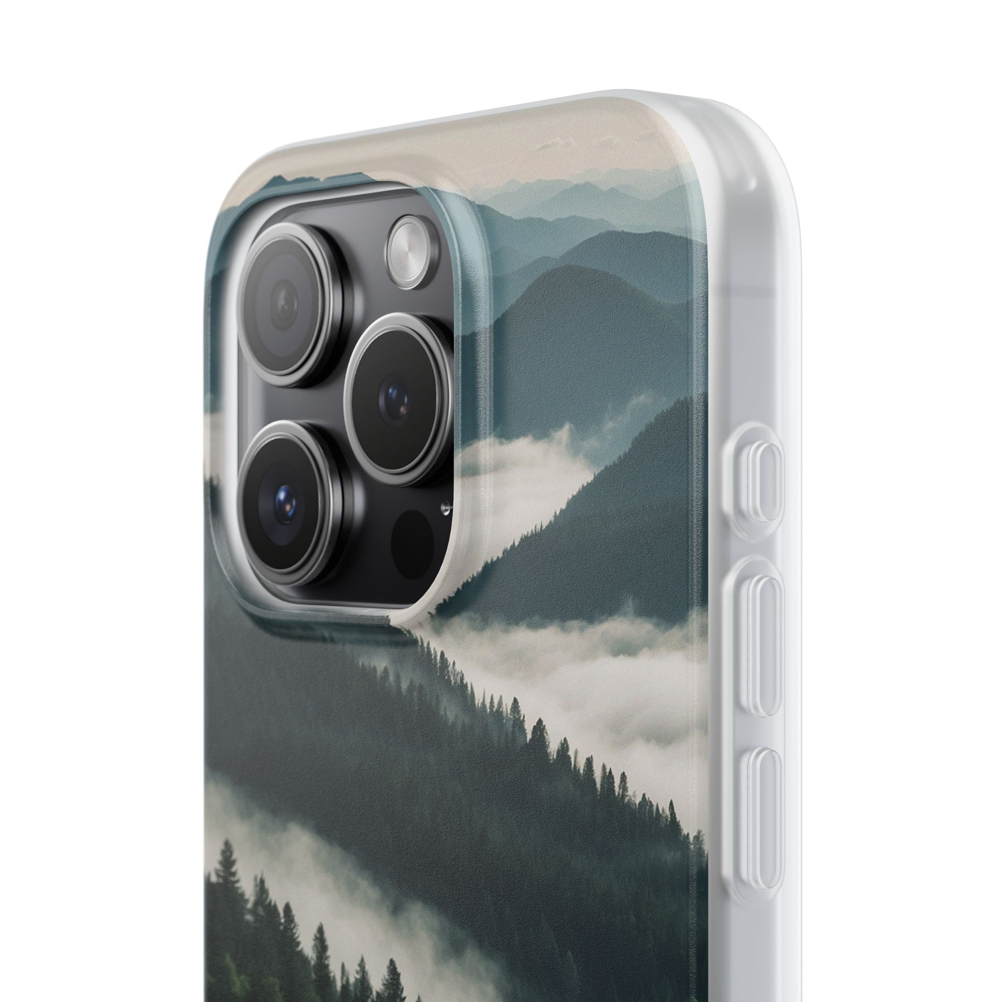 Misty Pine Peaks · Soft Hoesje voor iPhone