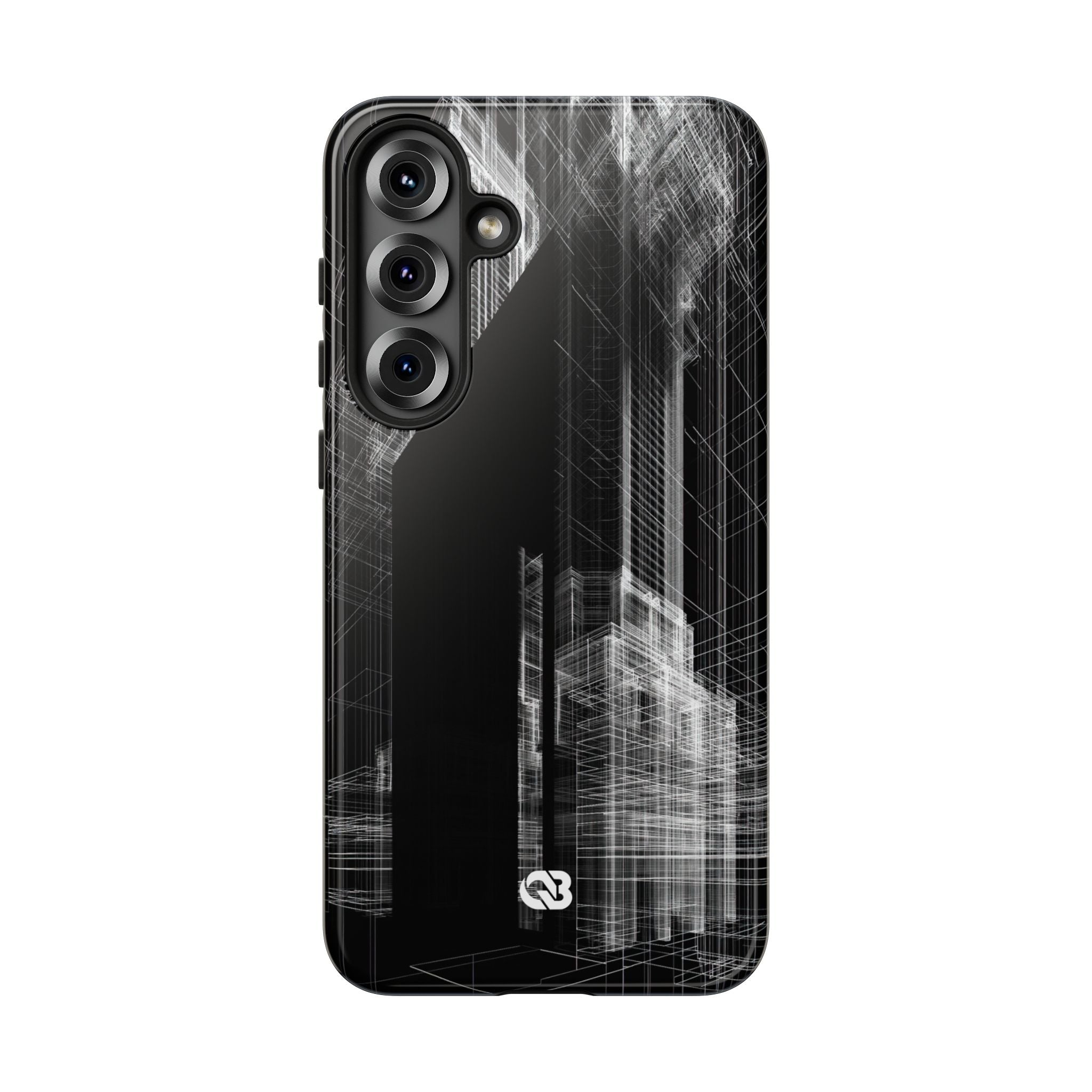 Black Tough Phone Case for Samsung - Ghost Urban Wireframe