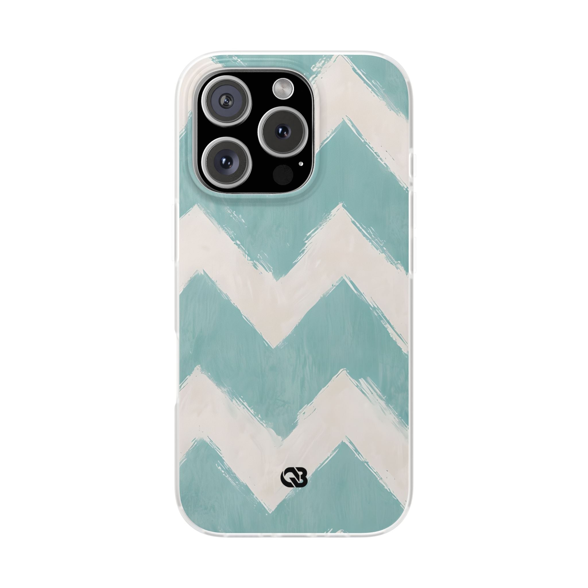 Teal Painted Chevron · Soft Phone Case for iPhone