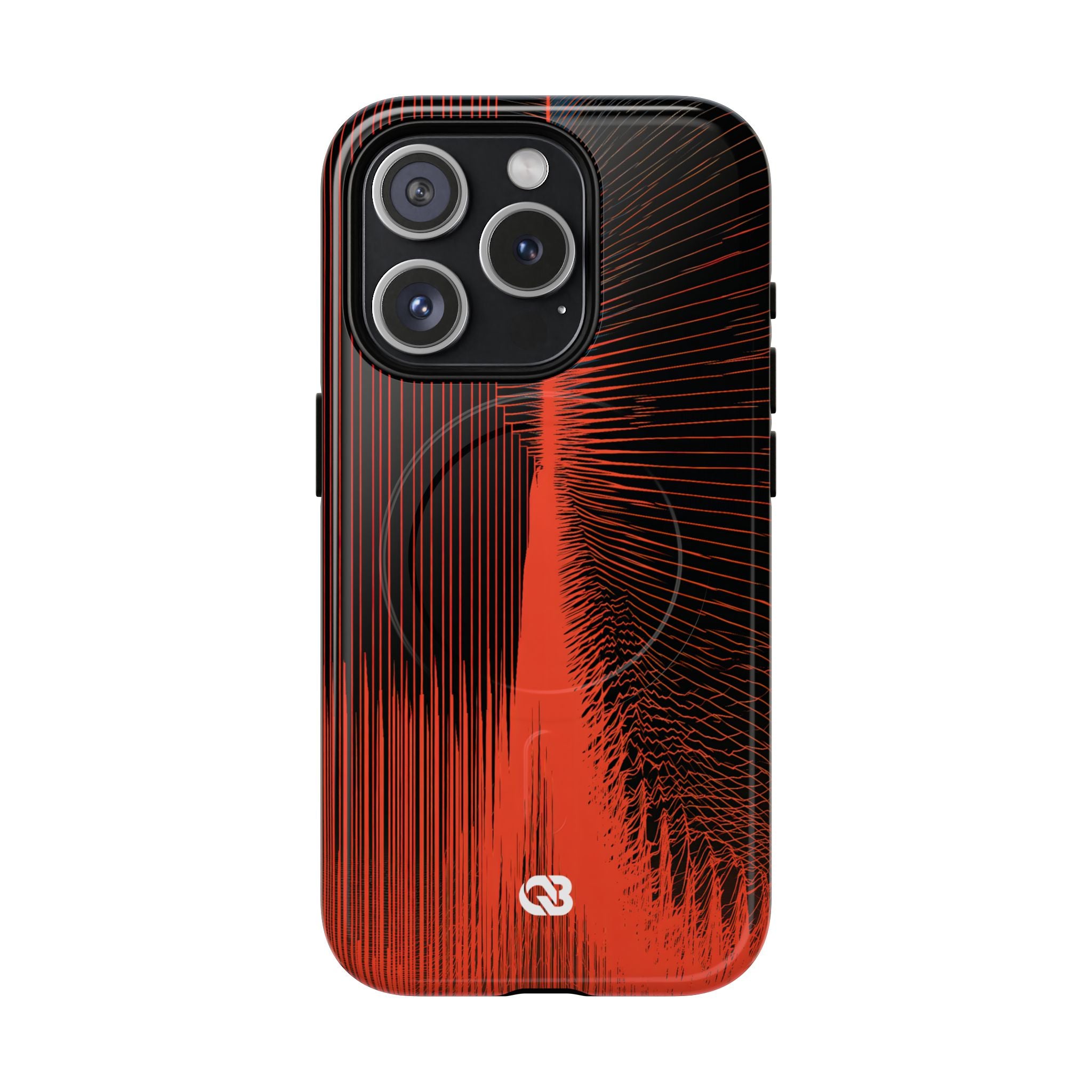 Red Tough 2.0 Magsafe Phone Case for iPhone - Crimson Frequency Pulse