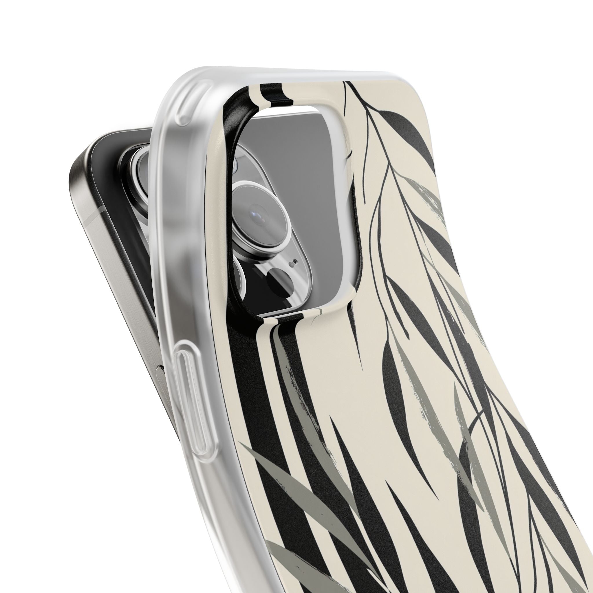 Beige Lite Phone Case for iPhone - Soot Leaf Sketch