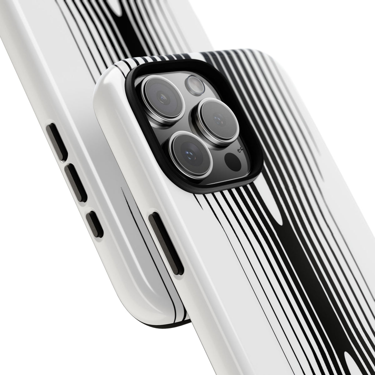 White Tough Phone Case for iPhone - Kinetic Mono Distortion