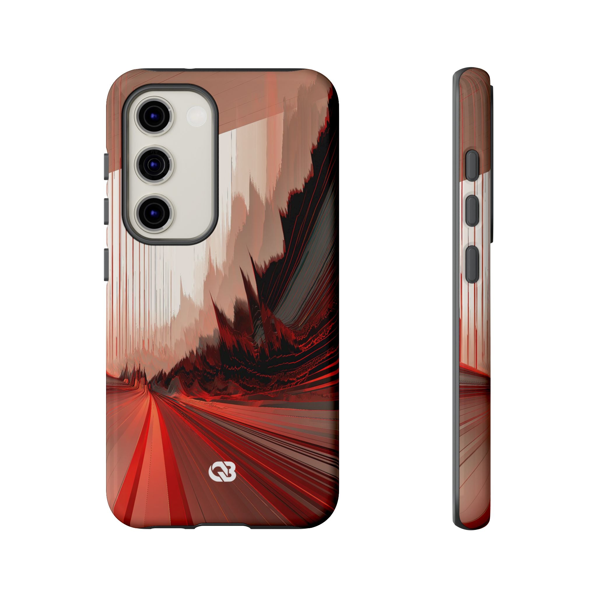 Red Tough Phone Case for Samsung - Crimson Pulse Horizon