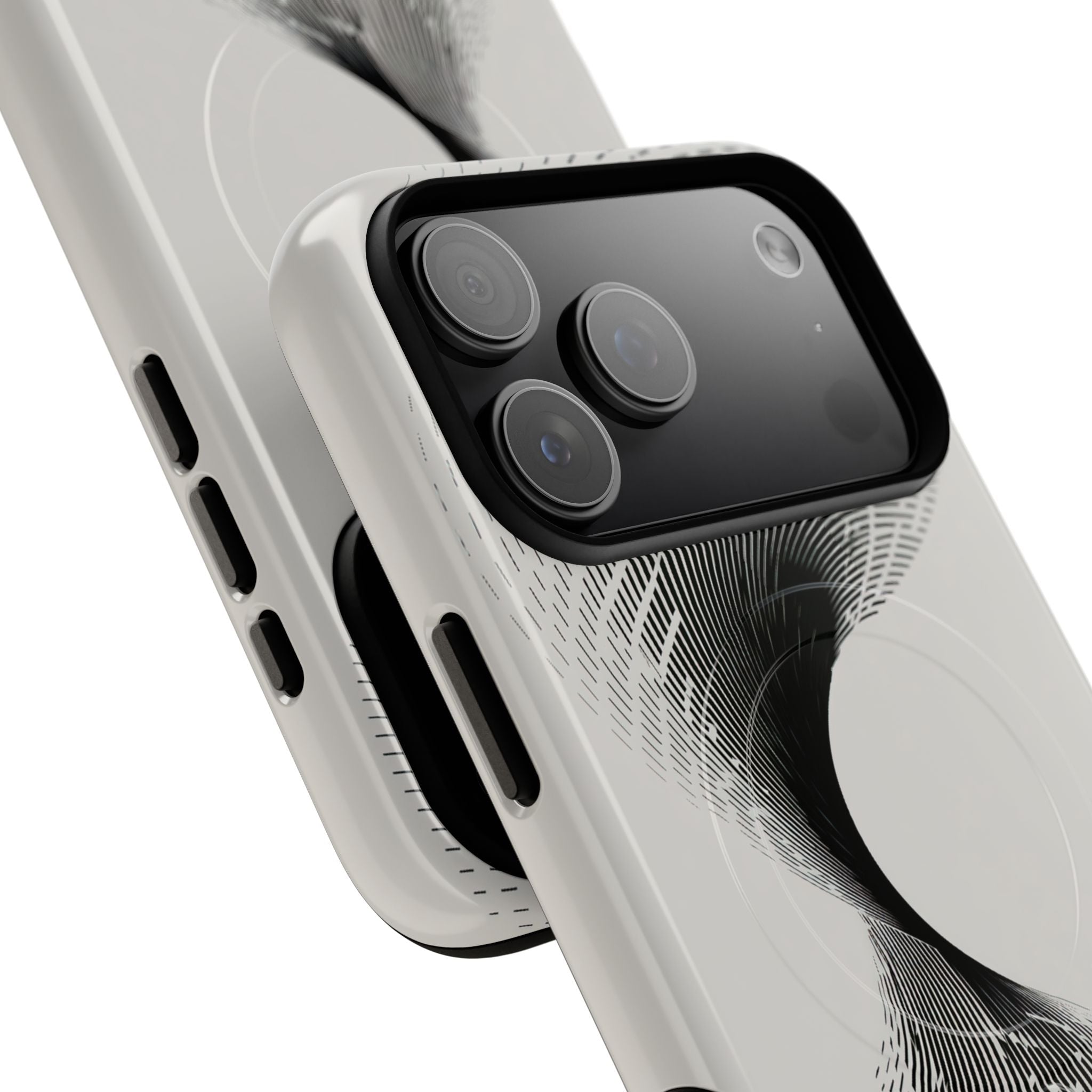 White Tough 2.0 Magsafe Phone Case for iPhone - Linear Torsion Grid