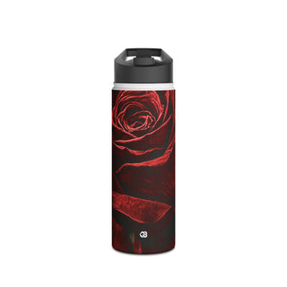 Crimson Noir Rose · Insulated Water Bottle · Black