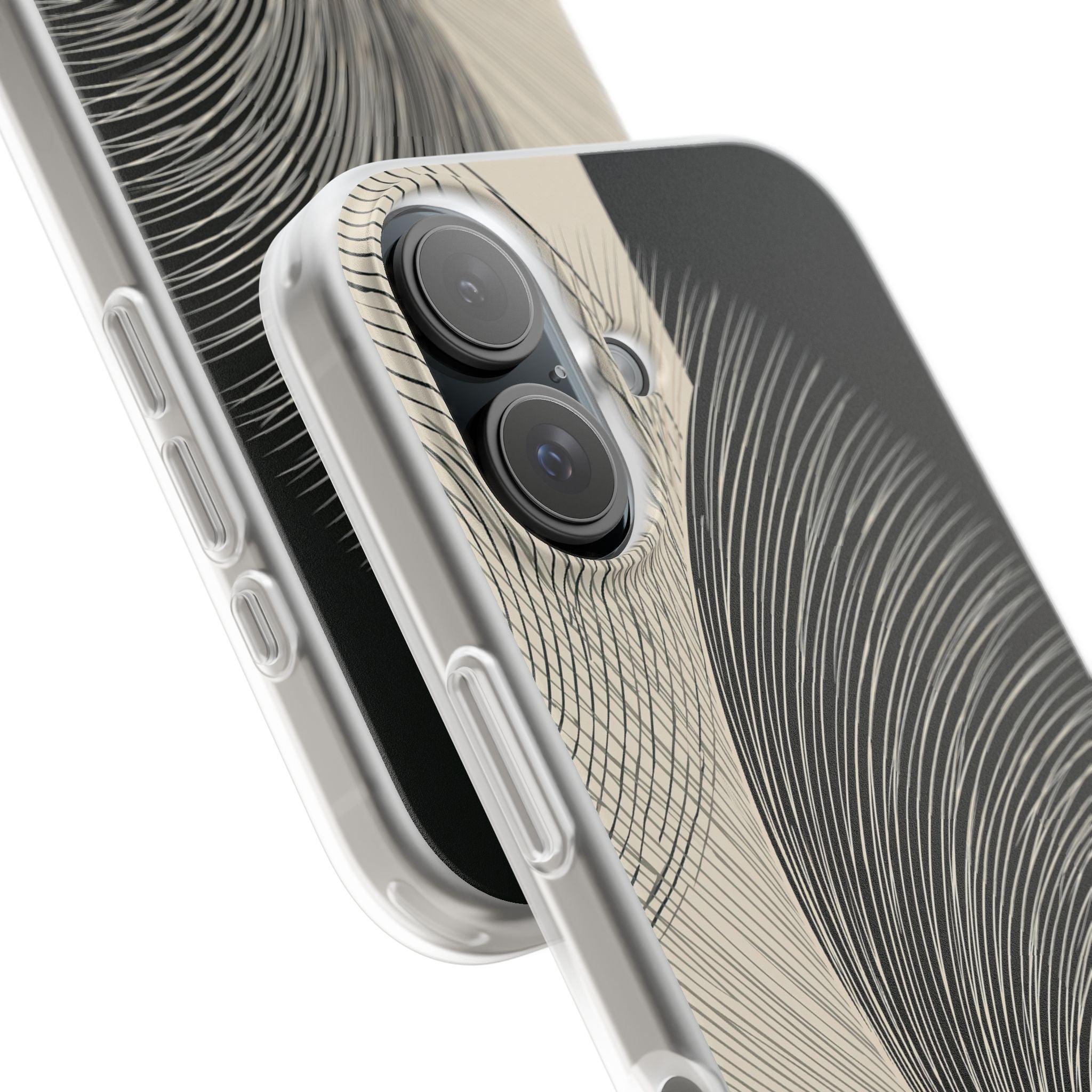 Beige Lite Phone Case for iPhone - Obsidian Cream Plume