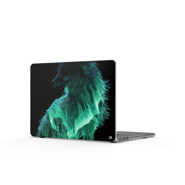 Nordic Aurora Fox · Clear Hard Case for MacBook · Teal