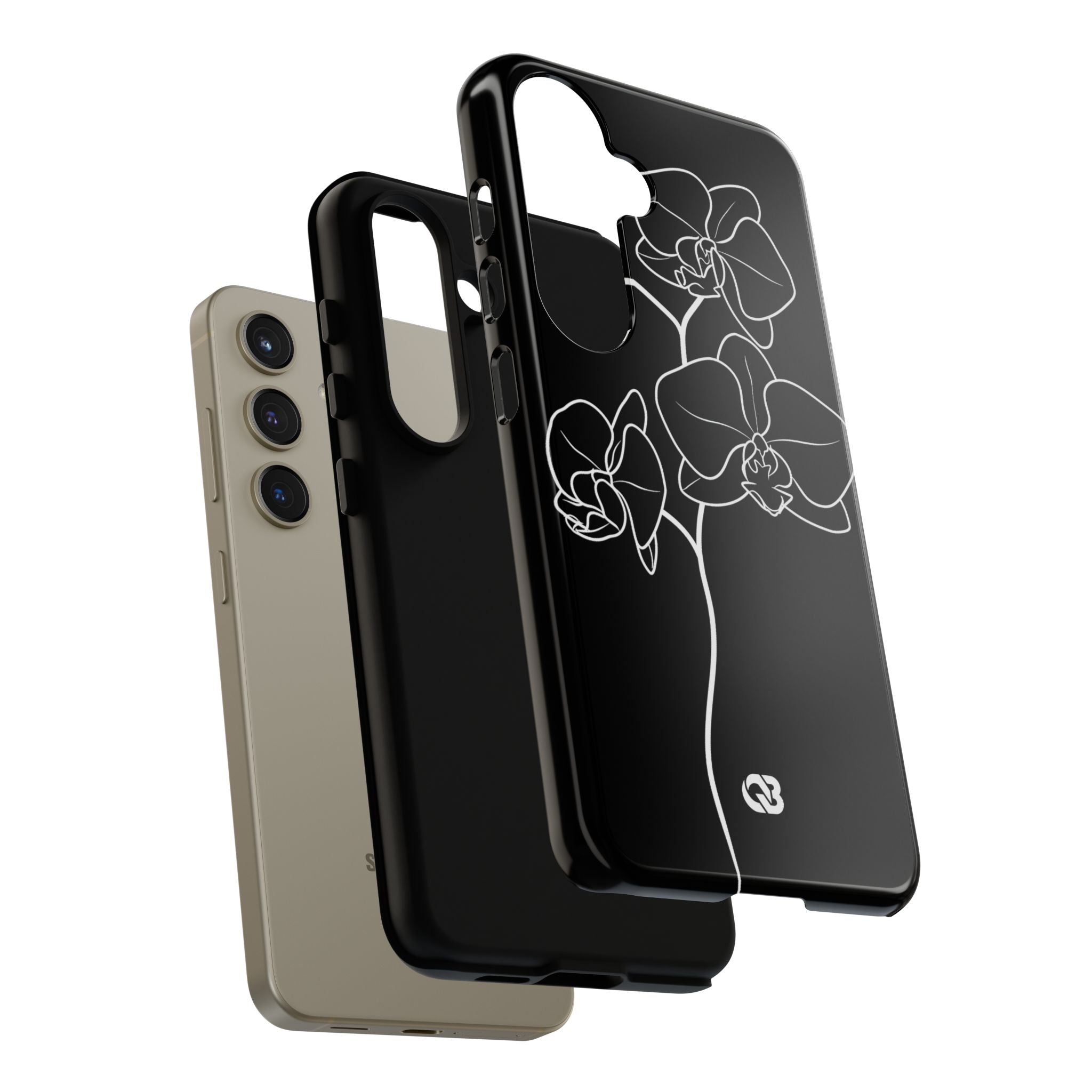 Black Tough Phone Case for Samsung - Noir Alabaster Orchid