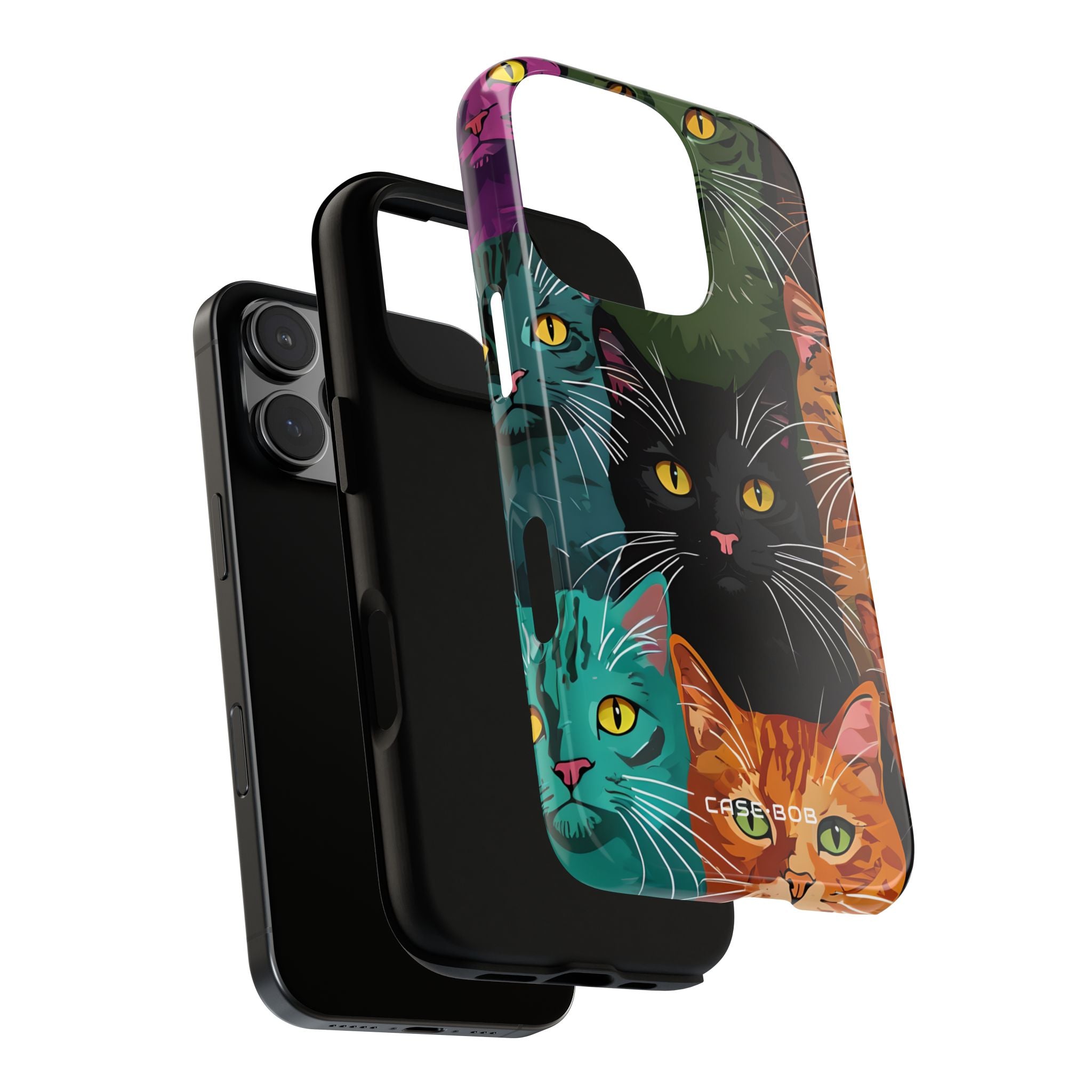 Cat Grid Teal iPhone 16 Pro Case - Tough