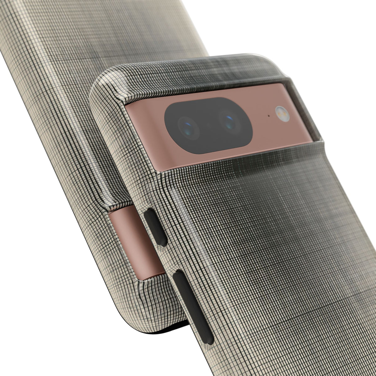 Beige Tough Phone Case for Google Pixel - Carbon Screen Grid