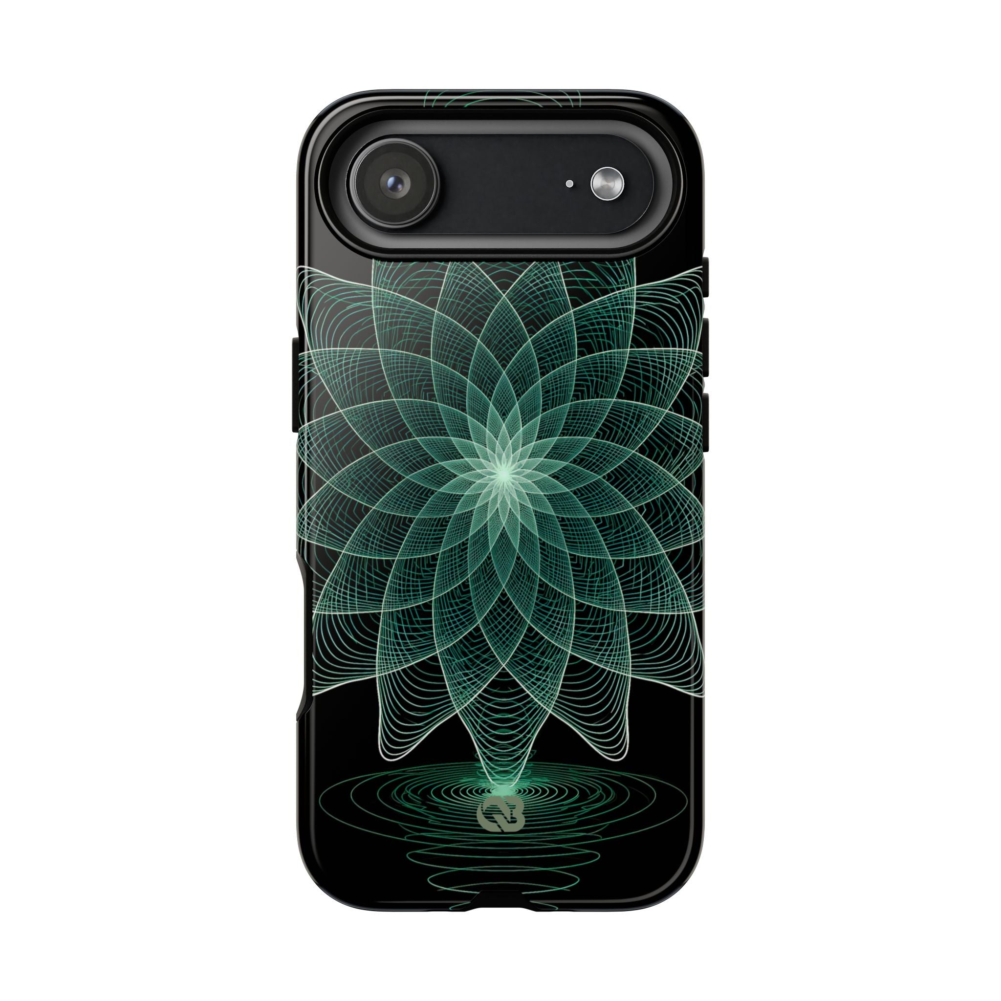 Green Tough Phone Case for iPhone - Cyan Signal Bloom