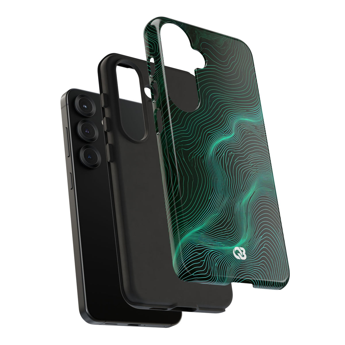 Teal Tough Phone Case for Samsung - Neon Jade Contour
