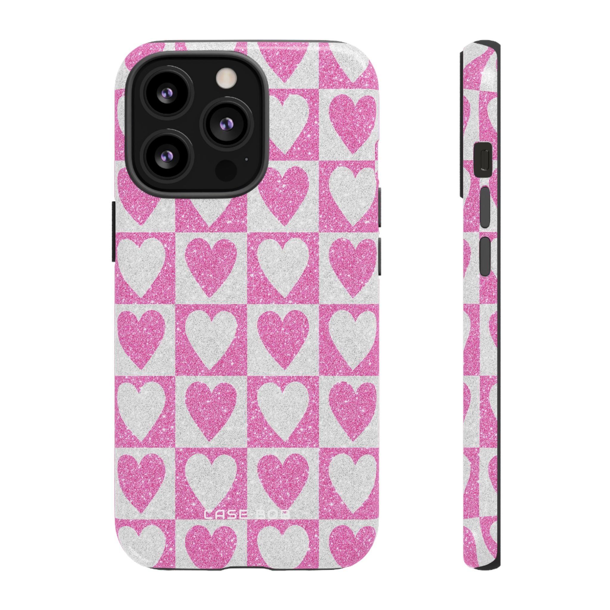 Glitter Herz Gitter iPhone 13 Pro Case - Tough
