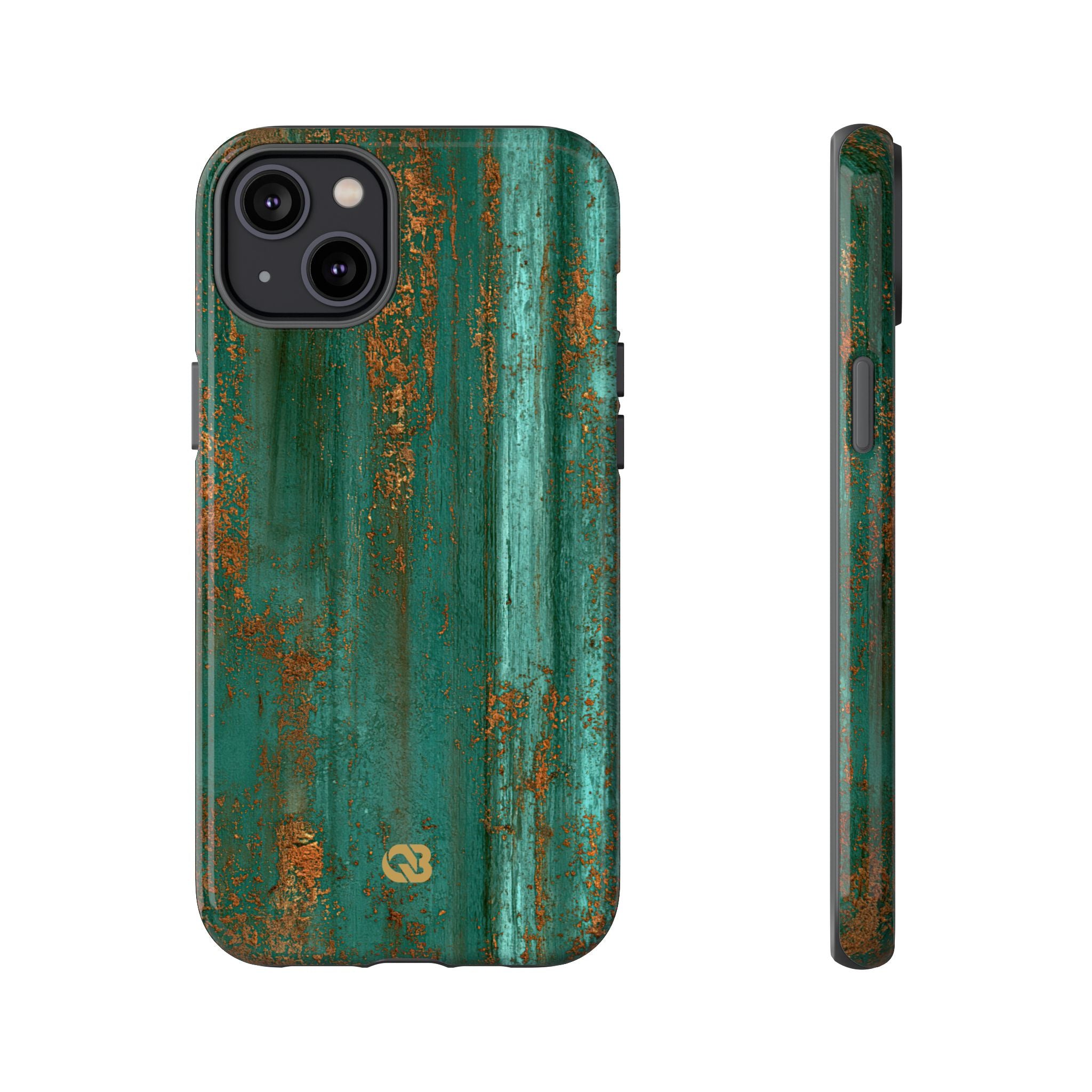 Teal Tough Phone Case for iPhone - Verdigris Copper Siding