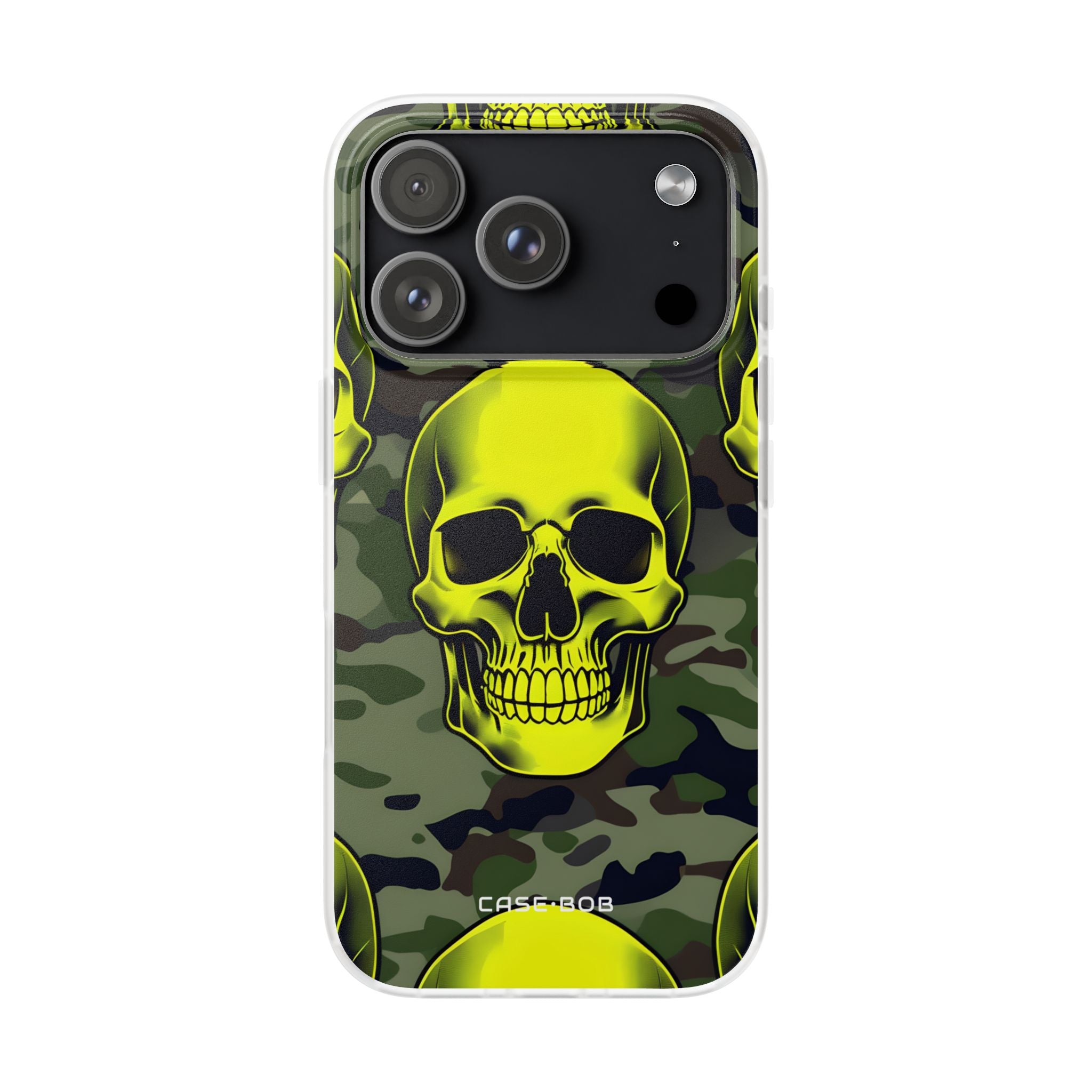 Neon Skull Camo iPhone 17 Pro Case - Soft - CASE•BOB