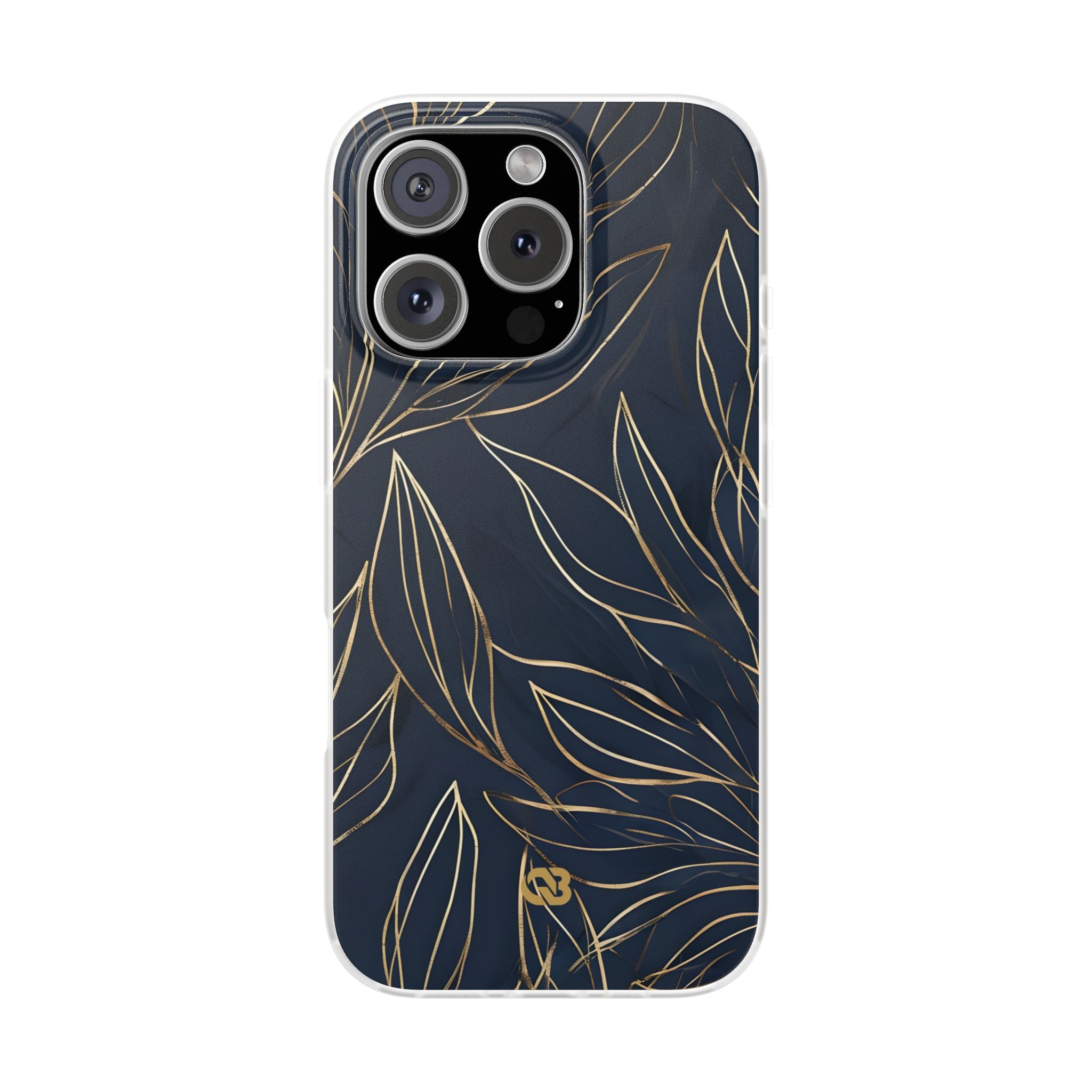 Gilded Navy Foliage · Soft Phone Case for iPhone