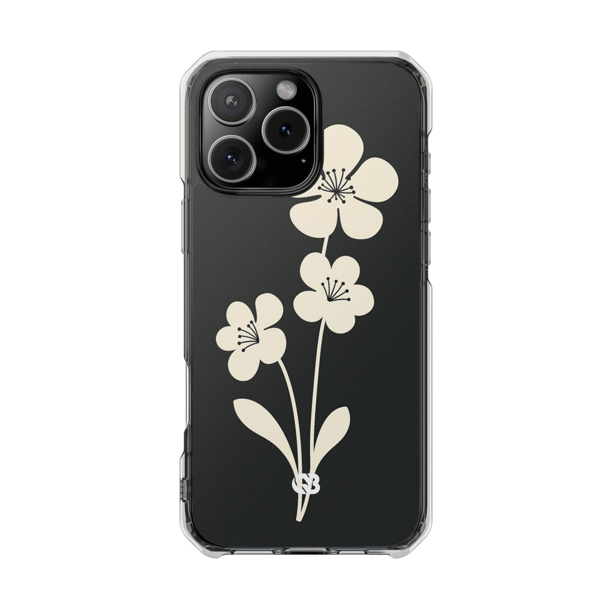 Nordic Blossom · Clear Impact Magnetic Phone Case for iPhone · Black
