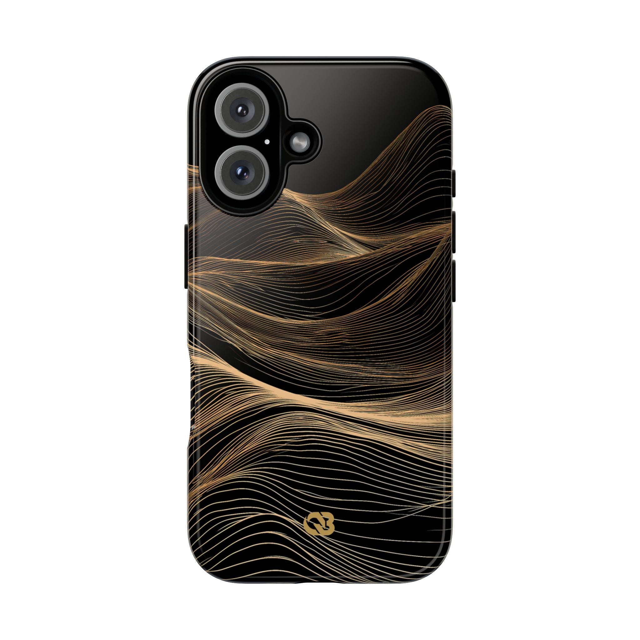 Black Tough Phone Case for iPhone - Copper Topo Ridge