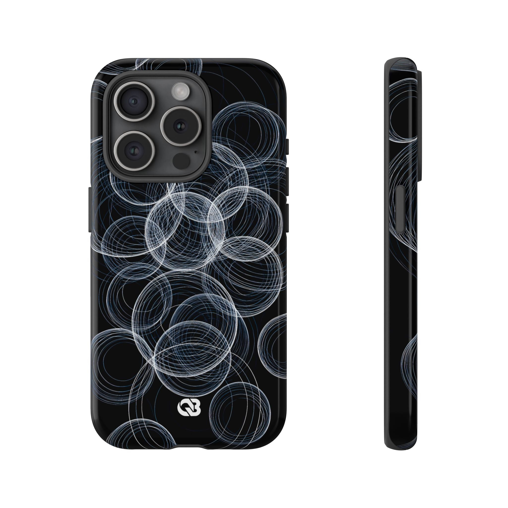 Black Tough Phone Case for iPhone - Frosted Ring Matrix