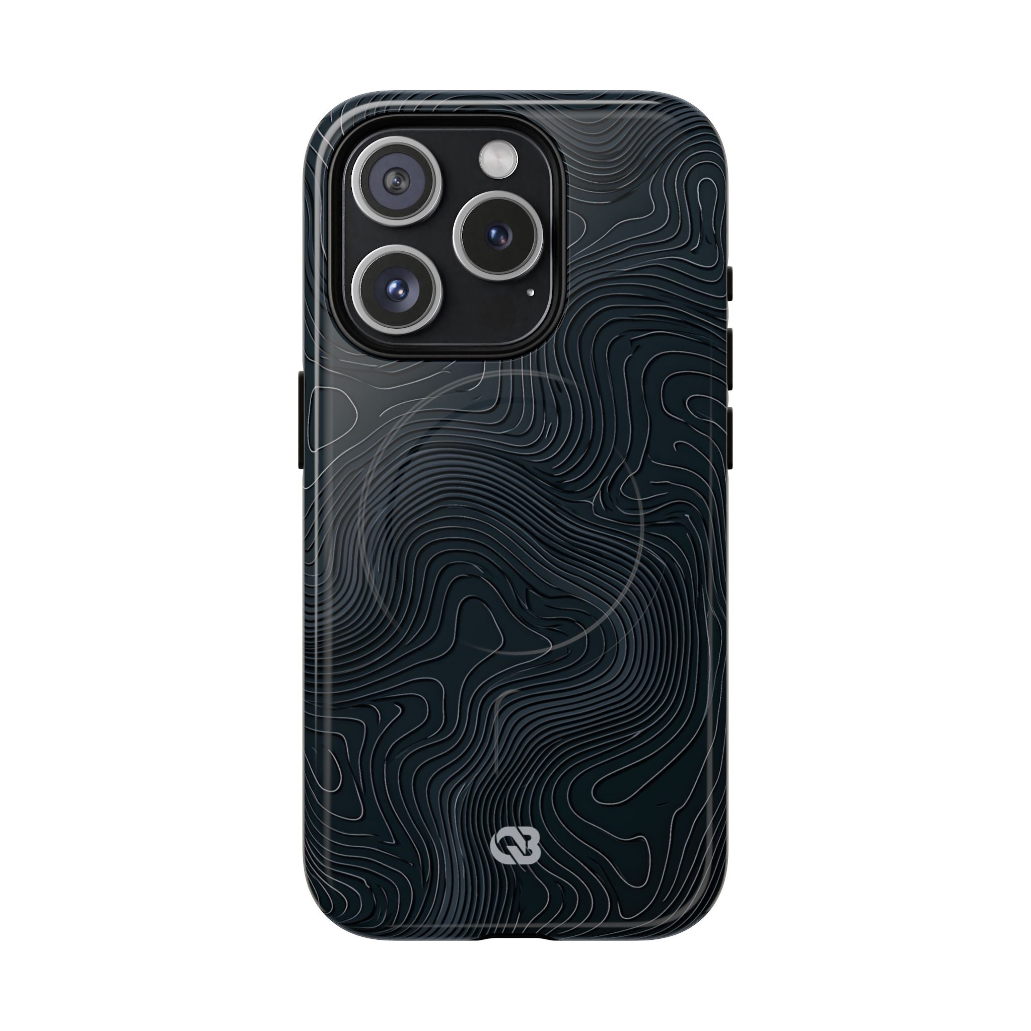 Black Tough 2.0 Magsafe Phone Case for iPhone - Obsidian Ridge Topo