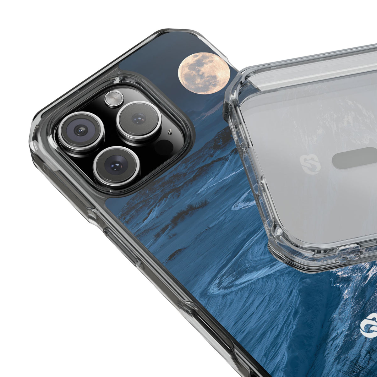 Arctic Moon Drift · Clear Impact Magnetic Phone Case for iPhone · Blue